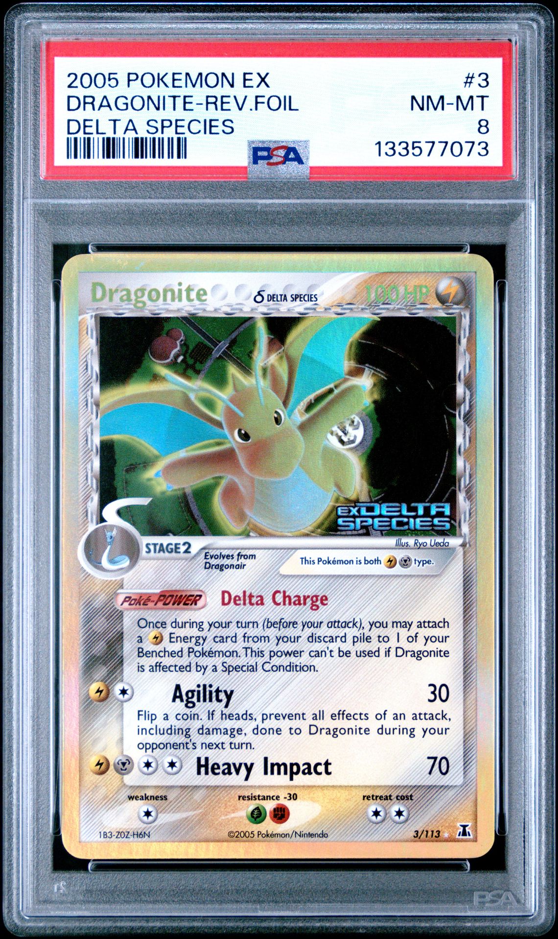 2005 Pokemon Ex Delta Species Dragonite-Rev.foil #3 (Delta Species) Nm-Mt 8 front