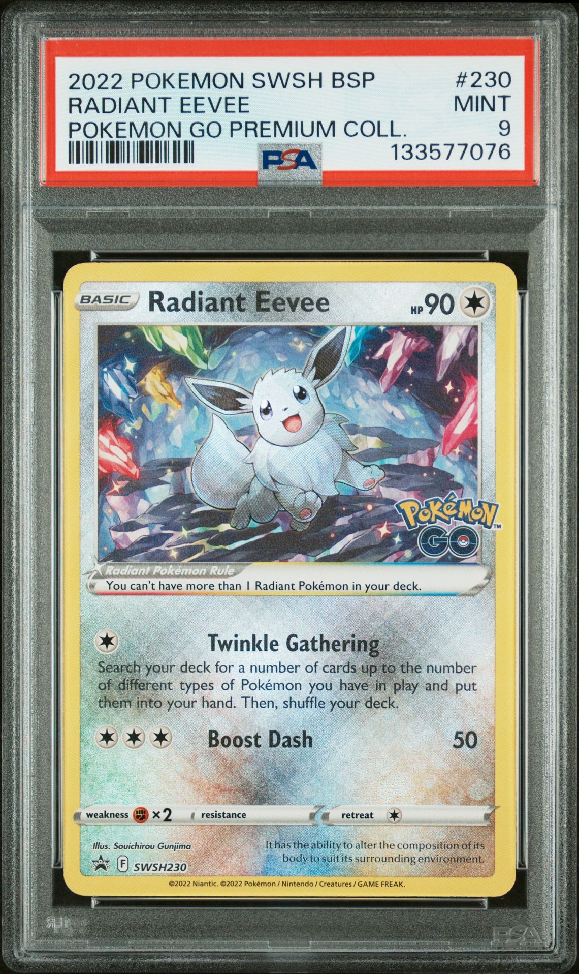 2022 Pokemon Swsh Black Star Promo Radiant Eevee #230 (Pokemon Go Premium Coll.) Mint 9 front