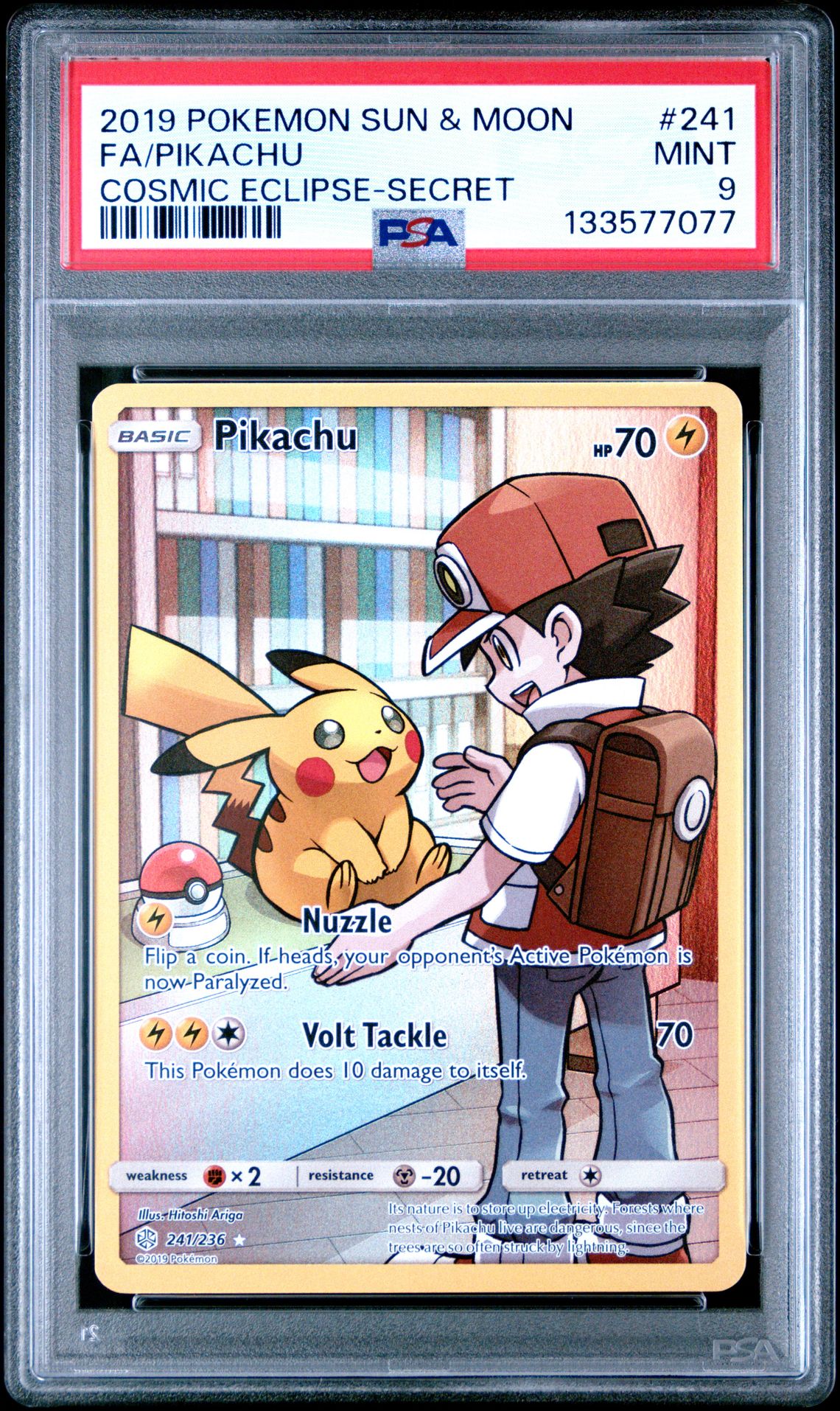 2019 Pokemon Sun & Moon Cosmic Eclipse Fa/Pikachu #241 (Cosmic Eclipse-Secret) Mint 9 front