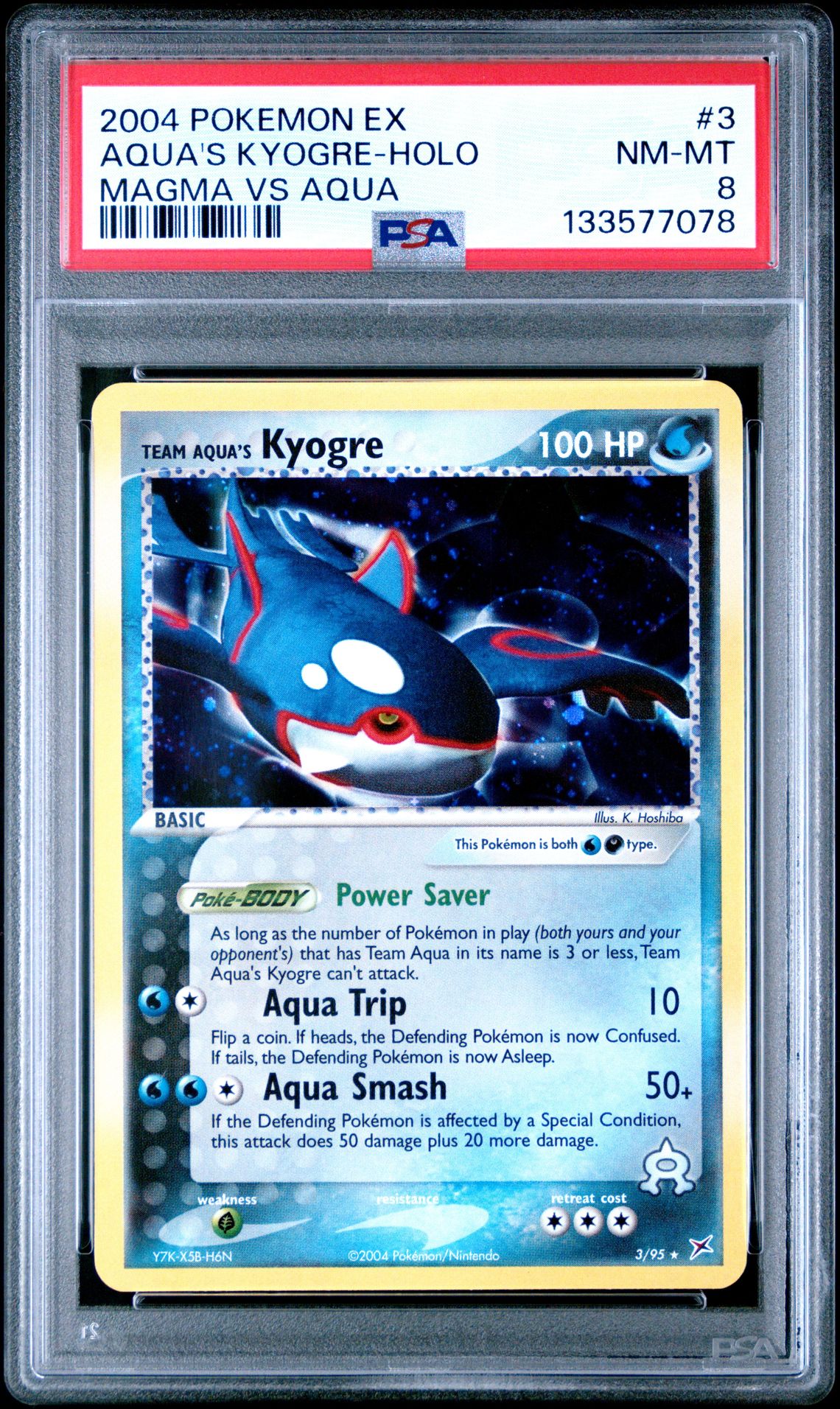 2004 Pokemon Ex Team Magma Vs Team Aqua Aqua's Kyogre-Holo #3 Nm-Mt 8 front