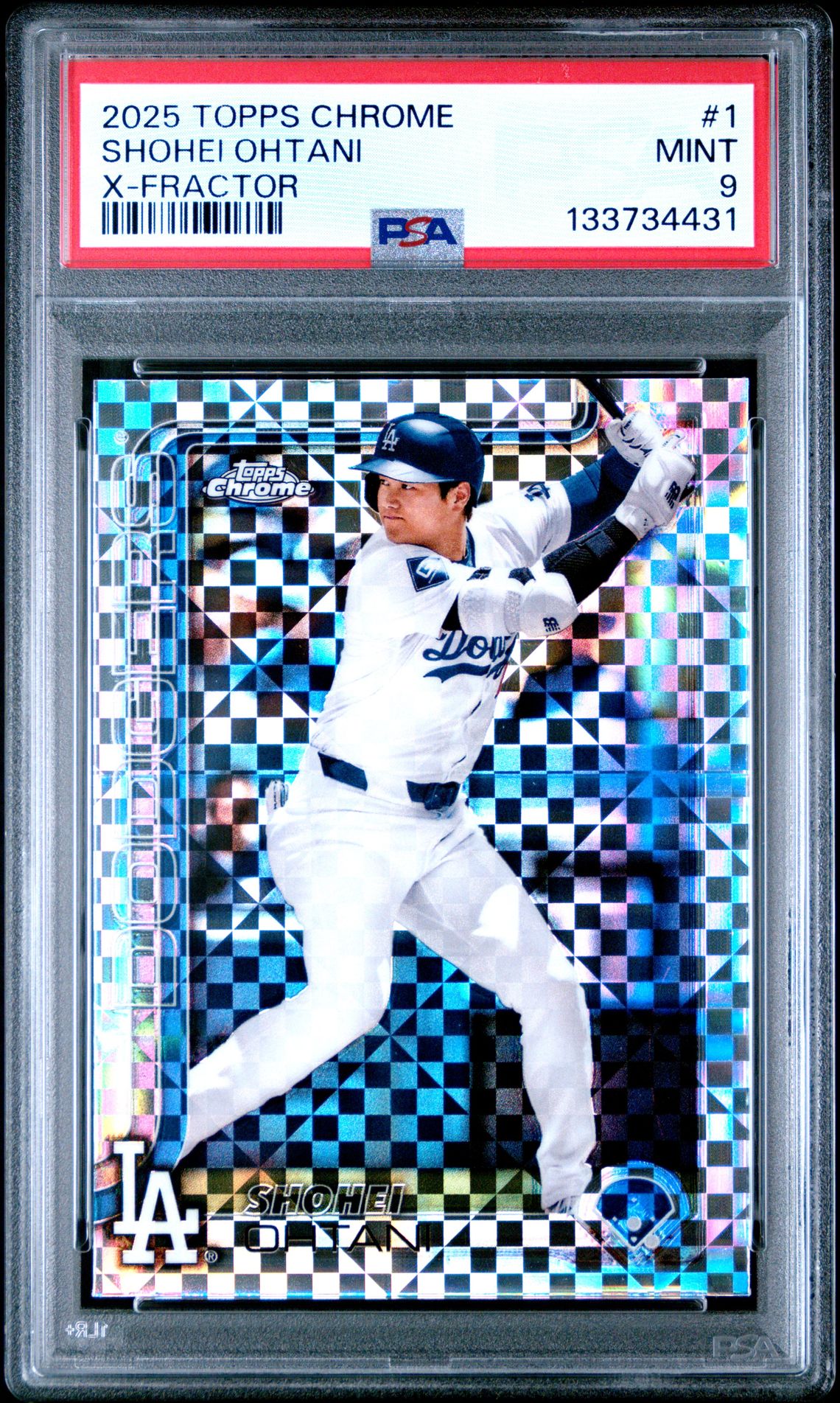 2025 Topps Chrome Shohei Ohtani #1 (X-Fractor) Mint 9 front