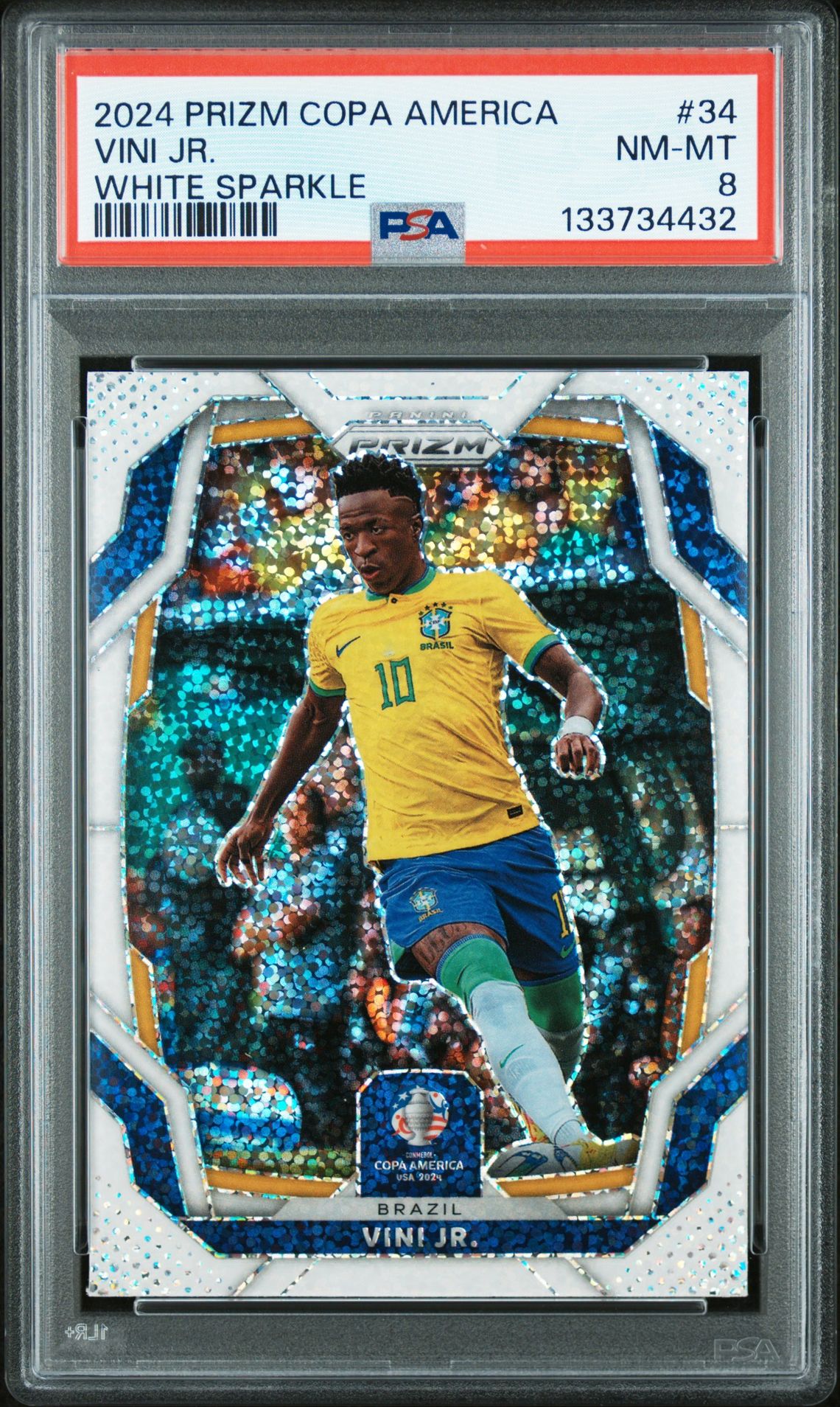 2024 Panini Prizm Conmebol Copa America Vini Jr. #34 (White Sparkle) Nm-Mt 8 front