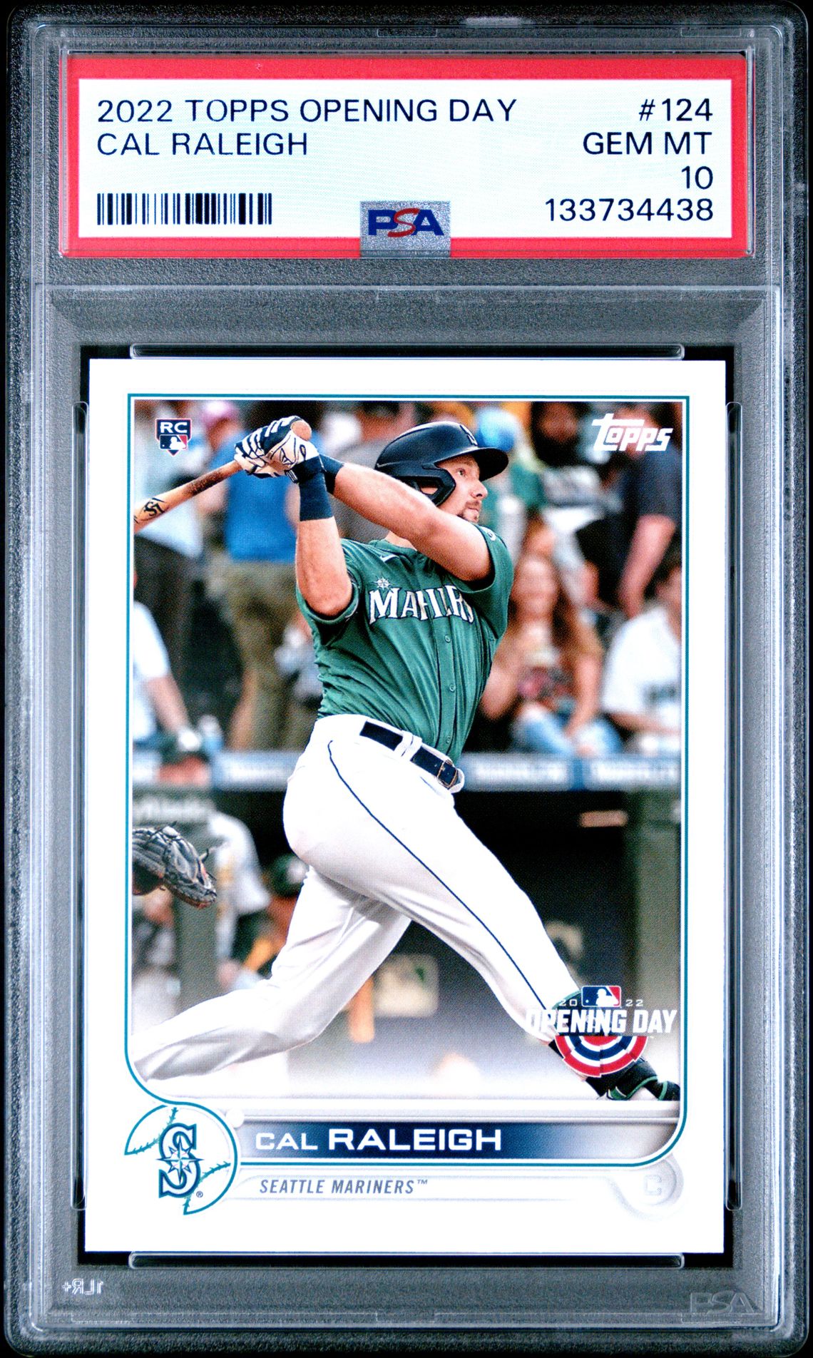 2022 Topps Opening Day Cal Raleigh #124 Gem Mt 10 front