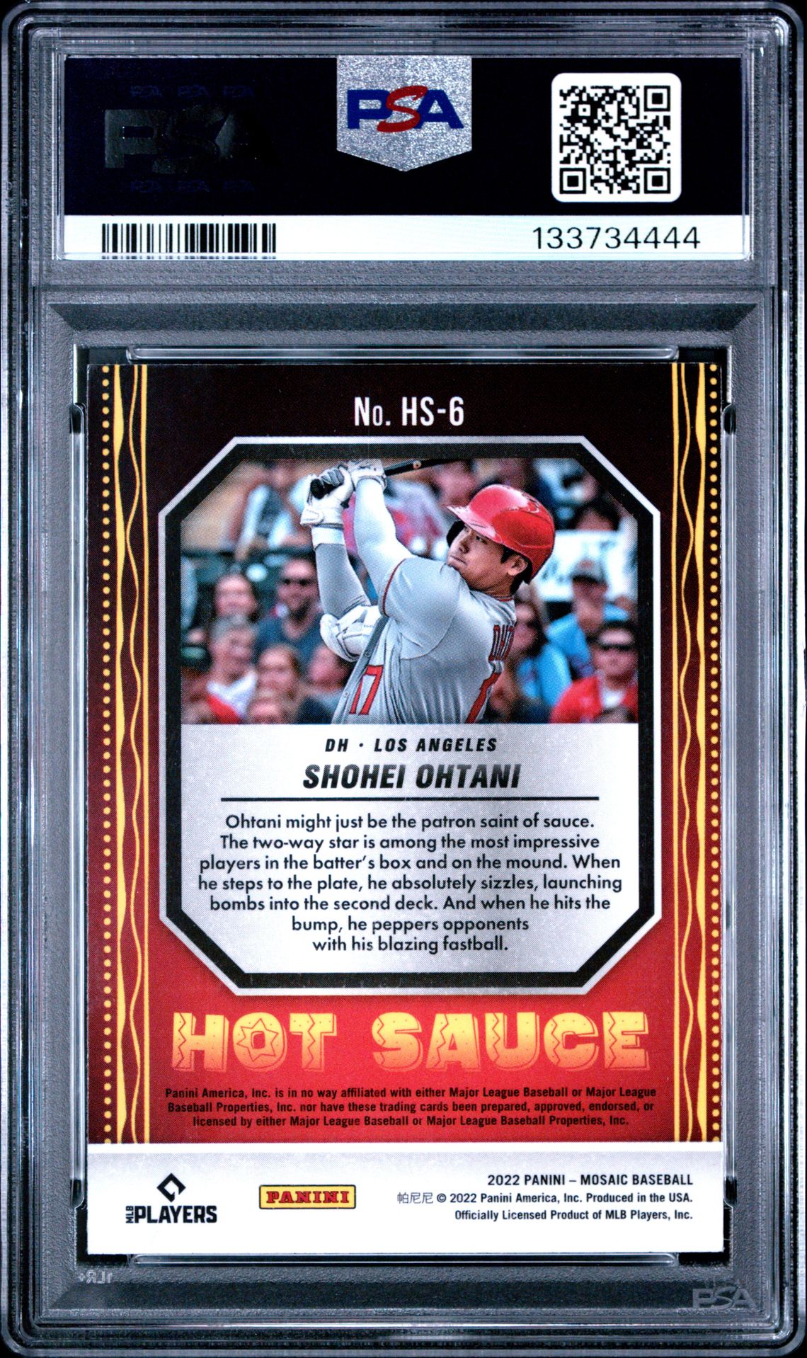 2022 Panini Mosaic Hot Sauce Shohei Ohtani #Hs6 (Hot Sauce) Mint 9 back