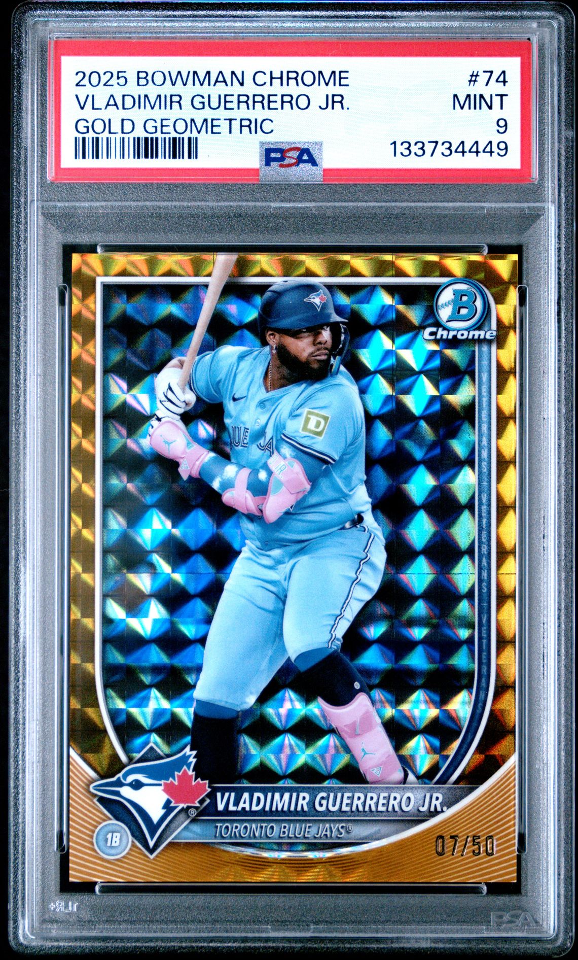 2025 Bowman Chrome Vladimir Guerrero Jr. #74 (Gold Geometric) Mint 9 front