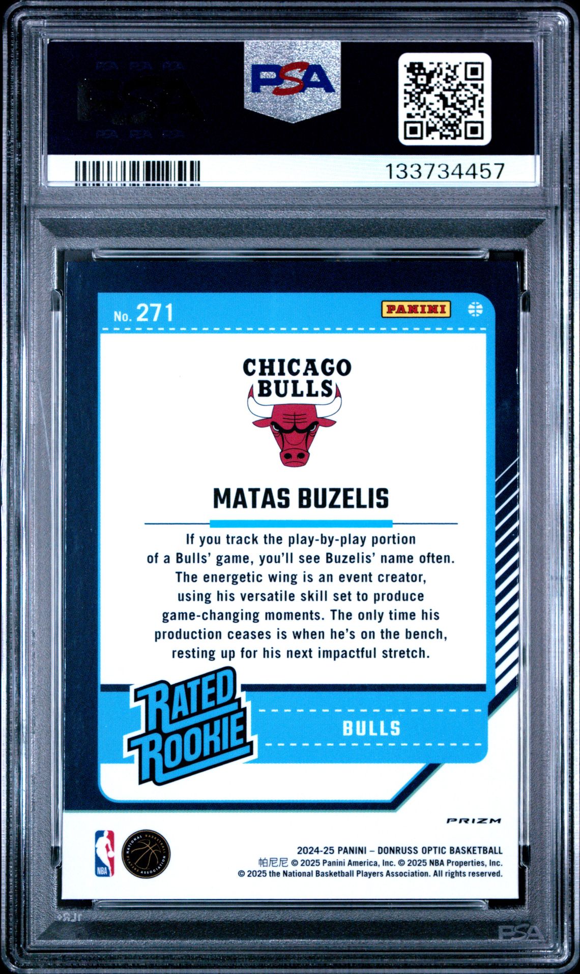 2024 Panini Donruss Optic Matas Buzelis #271 (Holo) Mint 9 back