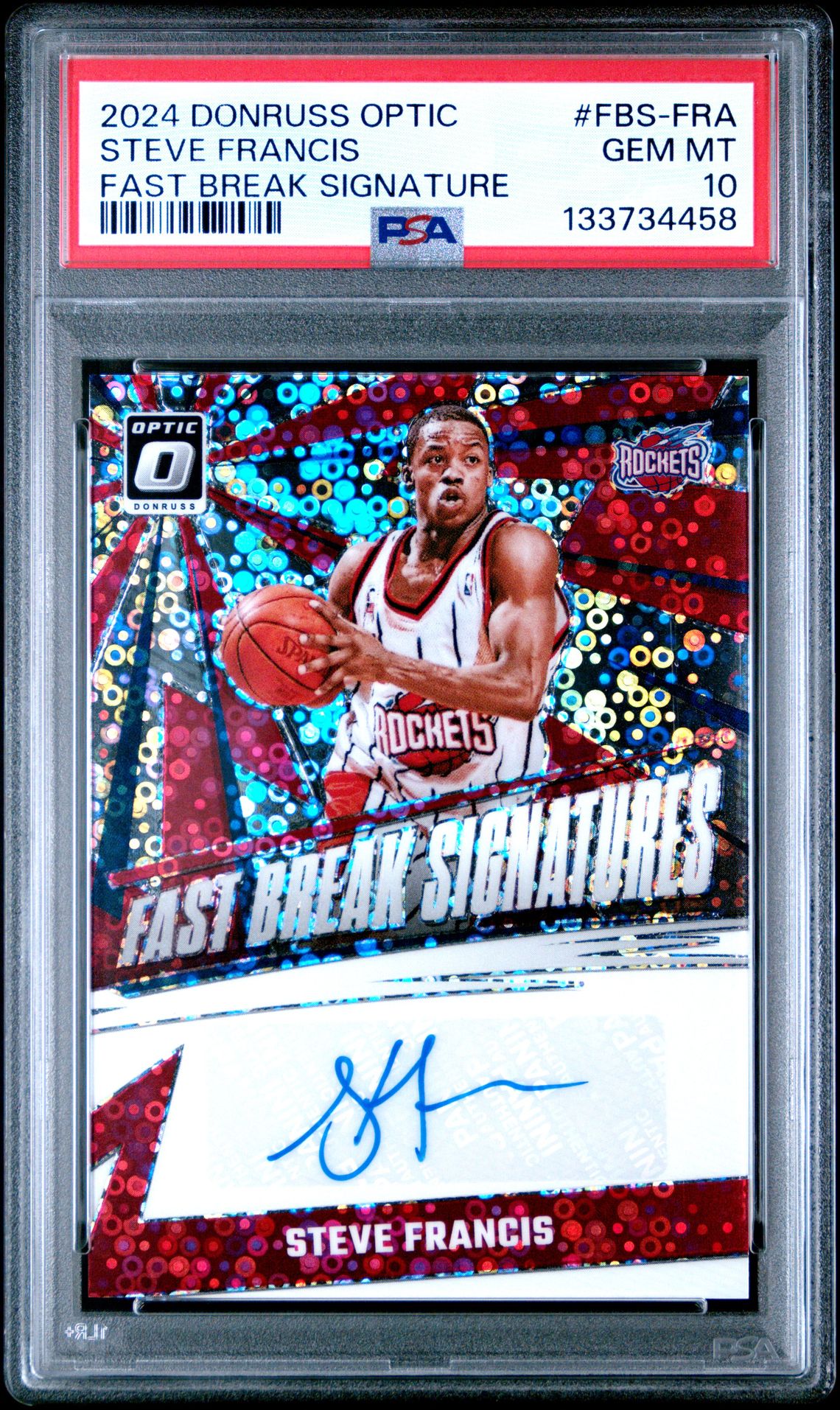 2024 Panini Donruss Optic Fast Break Signatures Steve Francis #Fbs-Fra Gem Mt 10 front