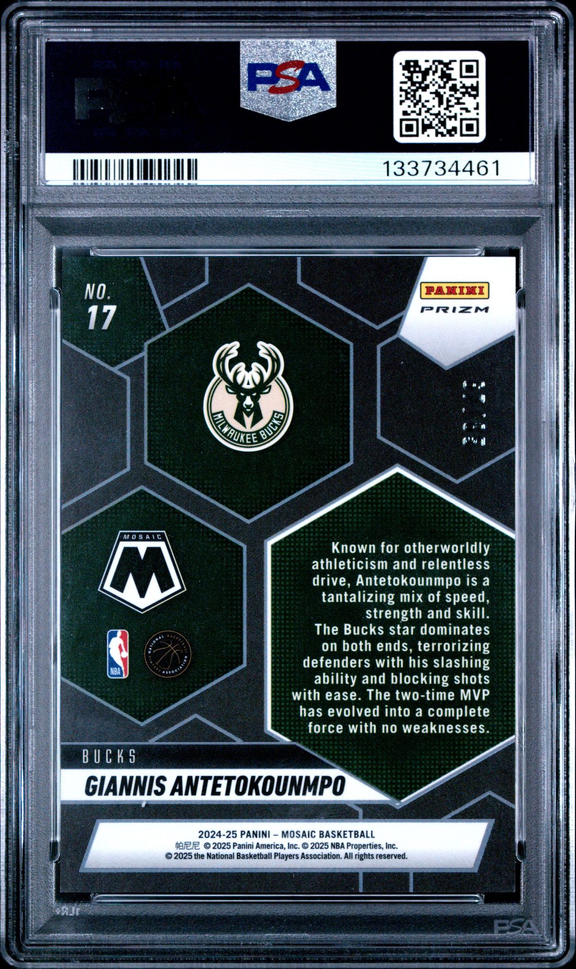 2024 Panini Mosaic Montage Giannis Antetokounmpo #17 (Montage-Blue Fast Break) Gem Mt 10 back