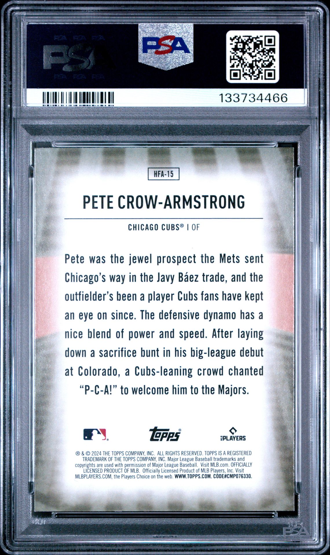 2024 Topps Home Field Advantage Pete Crow-Armstrong #Hfa15 Nm-Mt 8 back