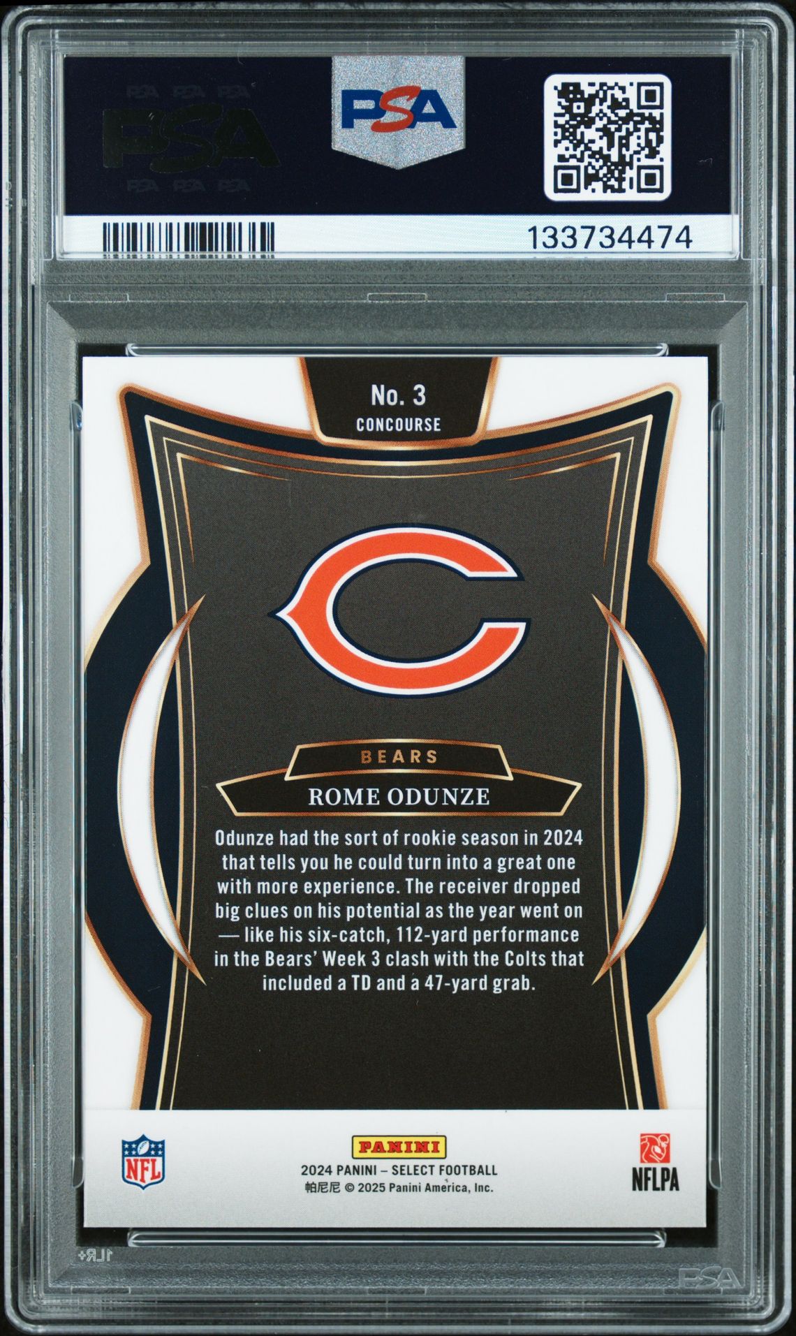 2024 Panini Select Rome Odunze #3 Mint 9 back