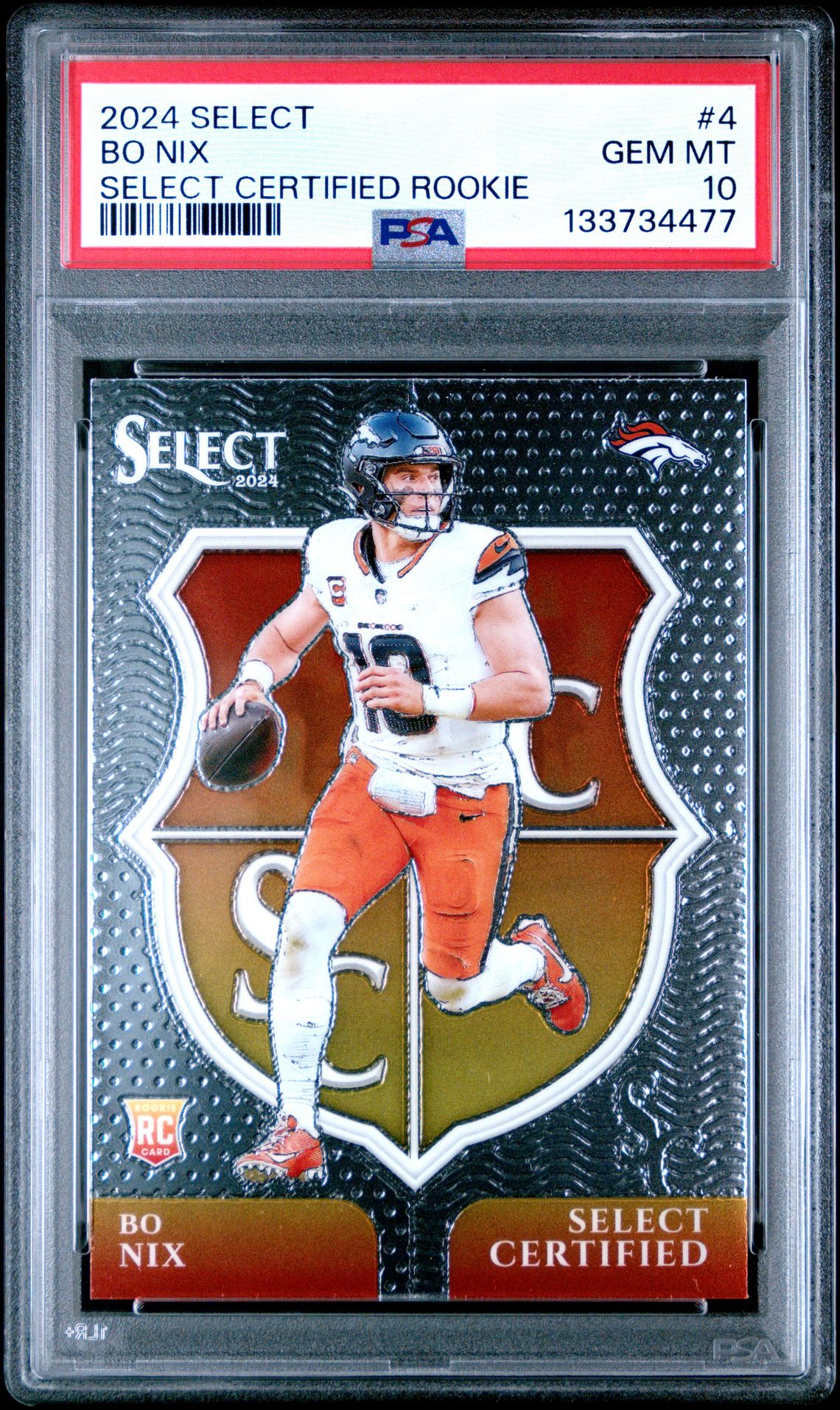 2024 Panini Select Select Certified Rookies Bo Nix #4 Gem Mt 10 front