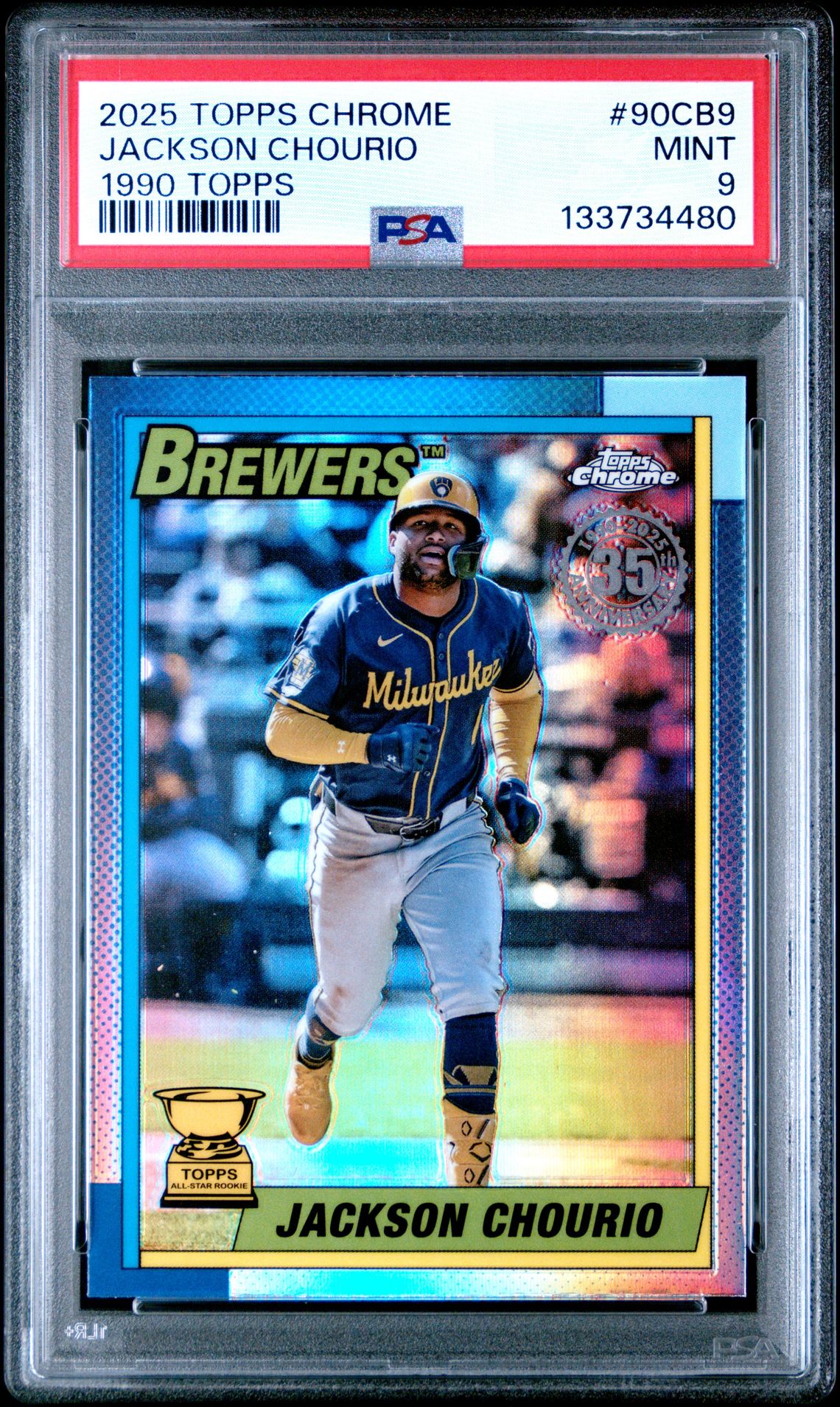 2025 Topps Chrome 1990 Topps Jackson Chourio #90Cb9 Mint 9 front