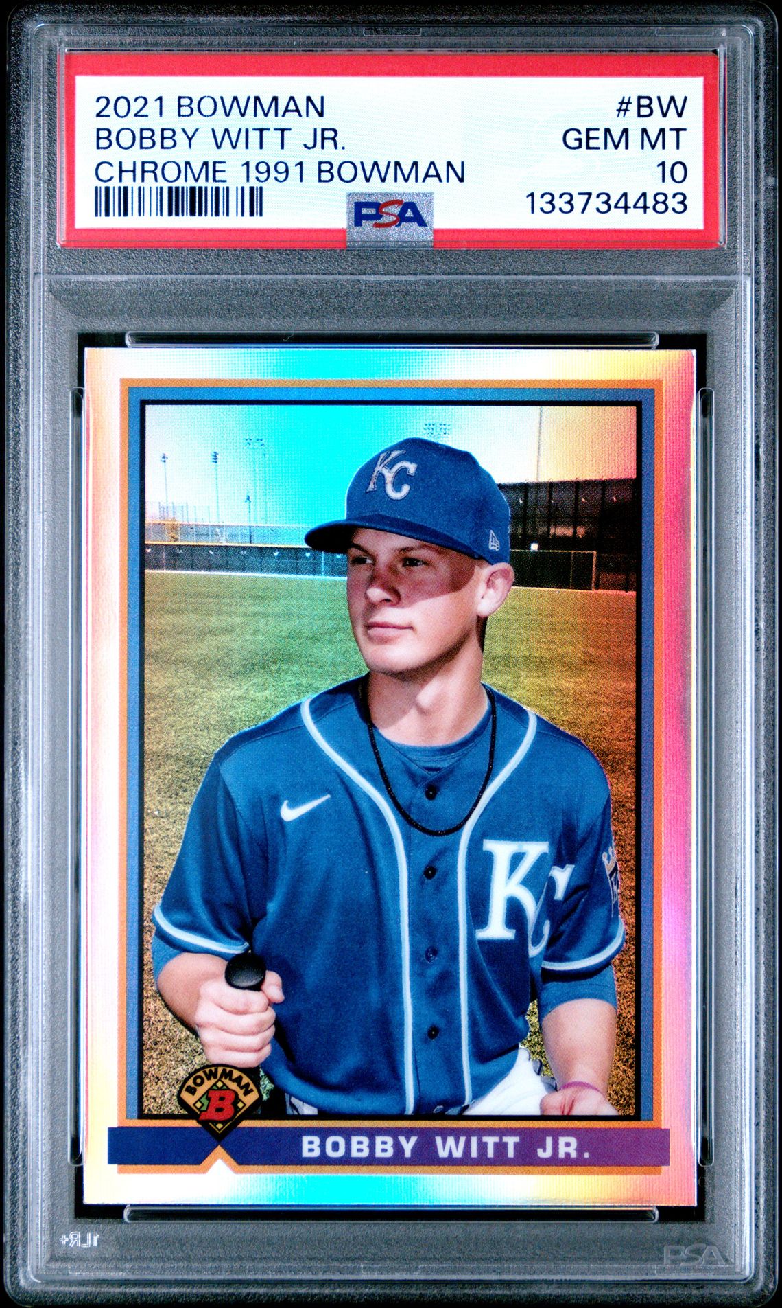 2021 Bowman Chrome 1991 Bowman Bobby Witt Jr. #Bw (Chrome 1991 Bowman) Gem Mt 10 front