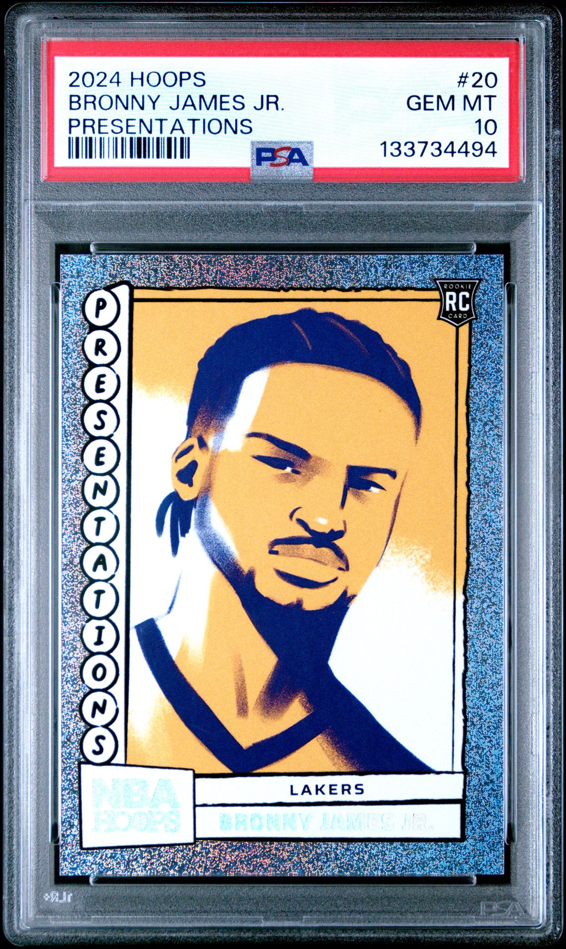 2024 Panini Nba Hoops Presentations Bronny James Jr. #20 Gem Mt 10 front