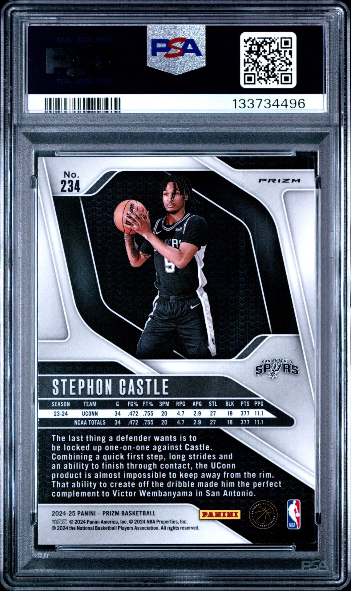 2024 Panini Prizm Stephon Castle #234 (Ice) Nm-Mt 8 back