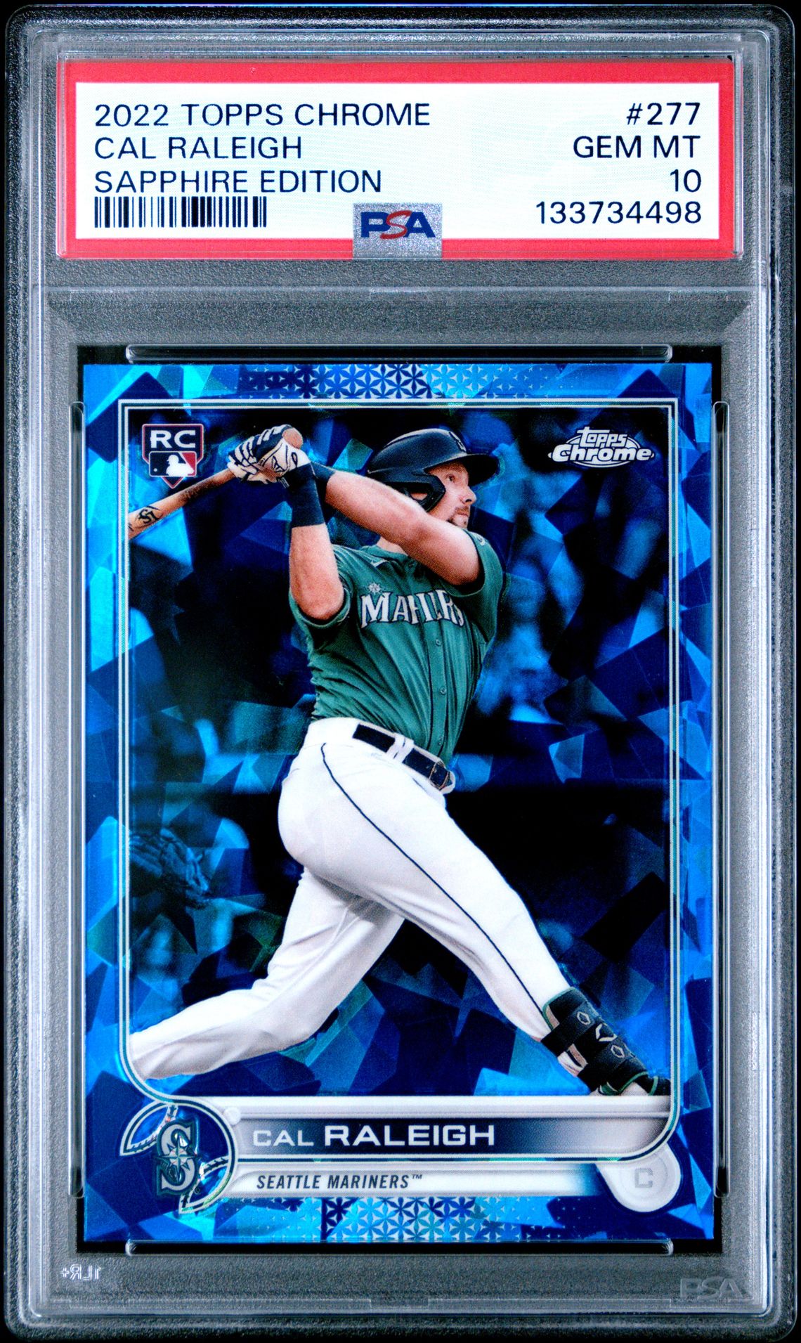 2022 Topps Chrome Sapphire Edition Cal Raleigh #277 (Sapphire Edition) Gem Mt 10 front