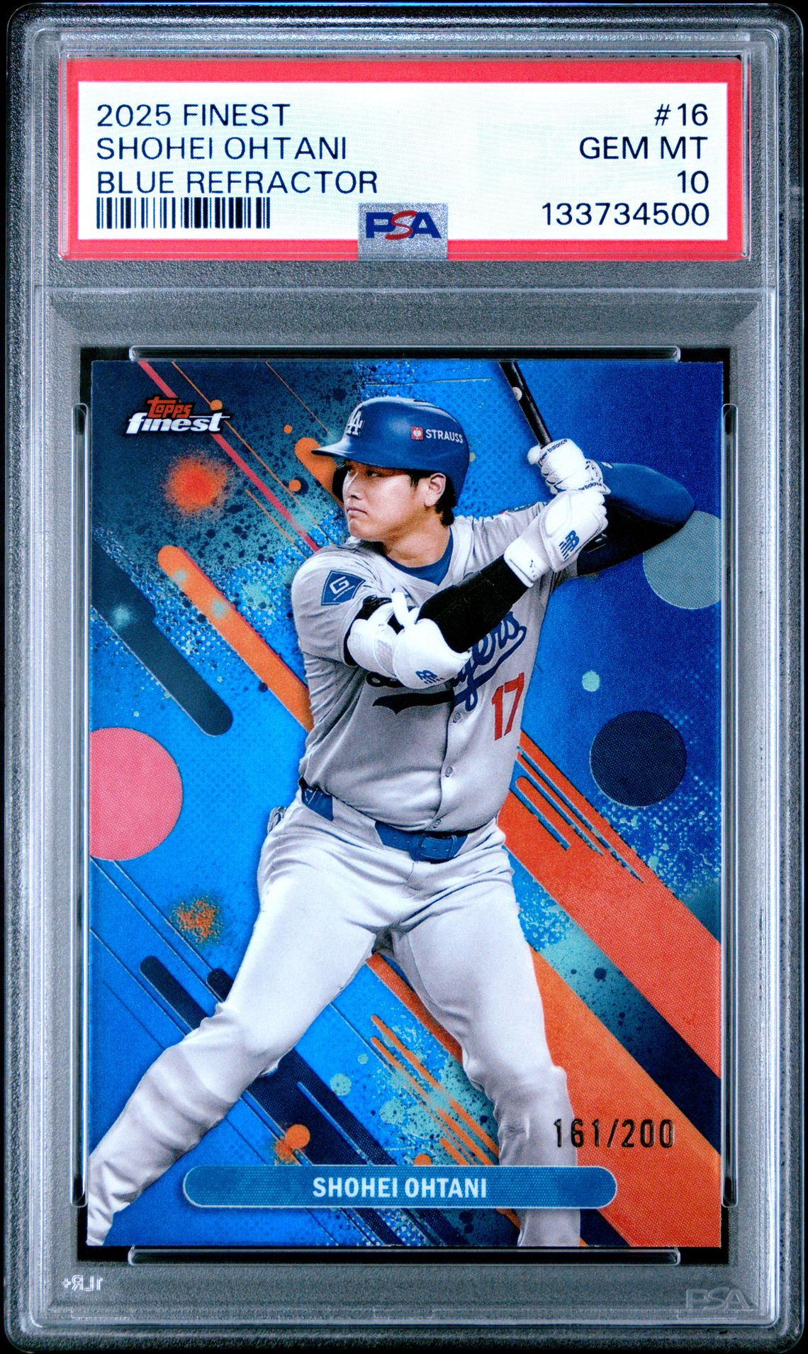 2025 Topps Finest Shohei Ohtani #16 (Blue Refractor) Gem Mt 10 front