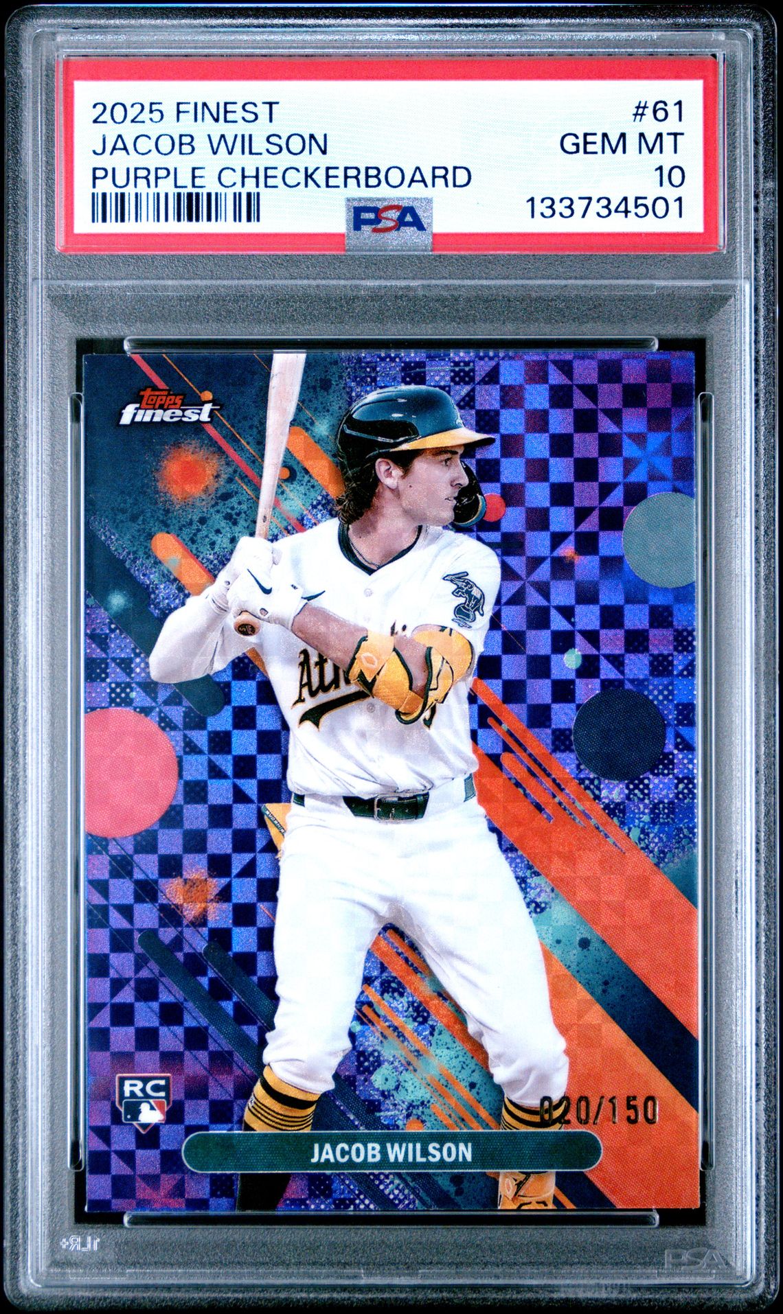 2025 Topps Finest Jacob Wilson #61 (Purple Checkerboard) Gem Mt 10 front