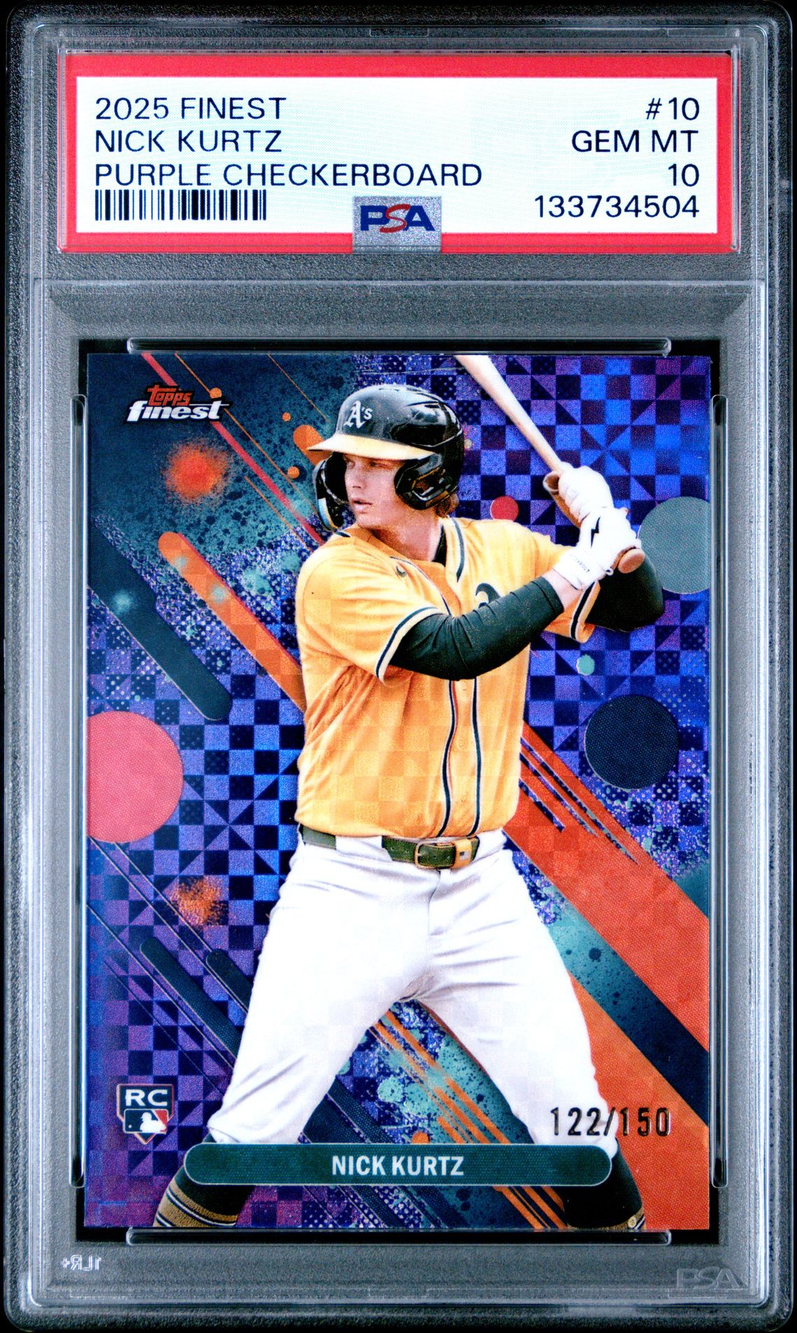 2025 Topps Finest Nick Kurtz #10 (Purple Checkerboard) Gem Mt 10 front