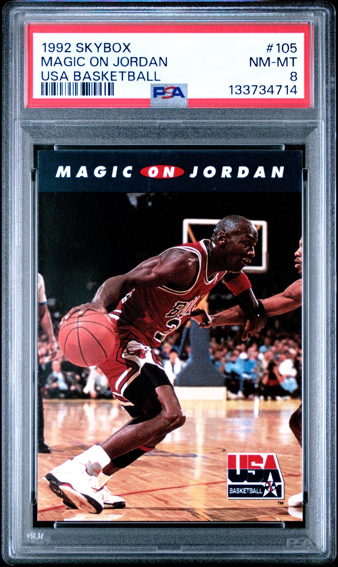 1992 SkyBox SKYBOX USA BASKETBALL #105 Magic On Jordan front