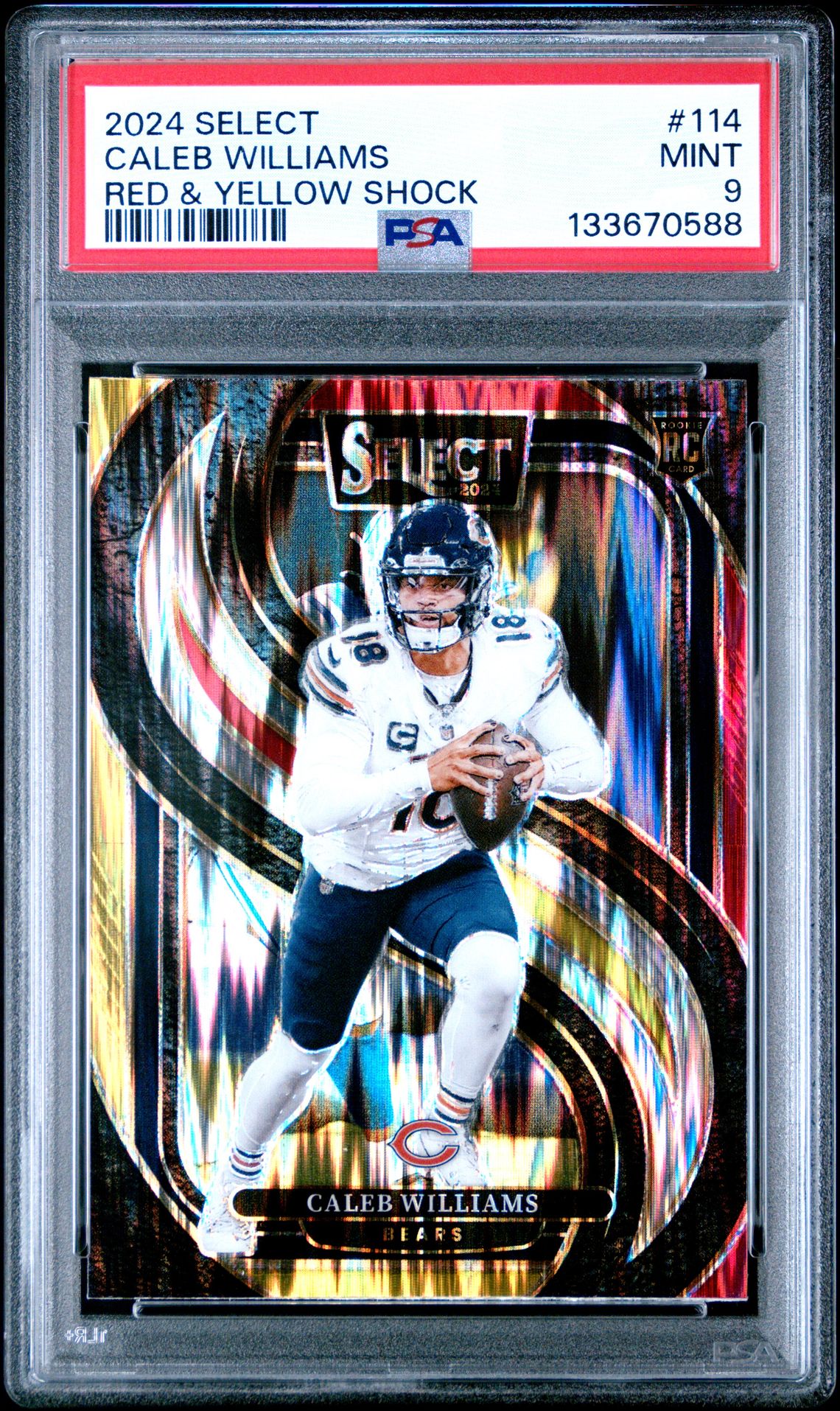 2024 Panini Select Caleb Williams #114 (Red & Yellow Shock) Mint 9 front