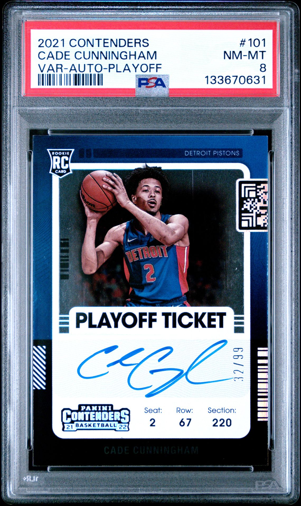 2021 Panini Contenders Cade Cunningham #101 (Var-Auto-Playoff) Nm-Mt 8 front