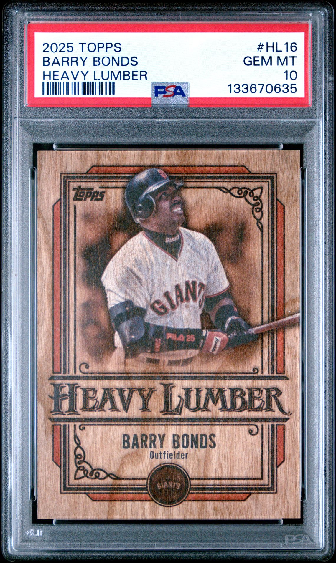 2025 Topps Heavy Lumber Barry Bonds #Hl16 Gem Mt 10 front