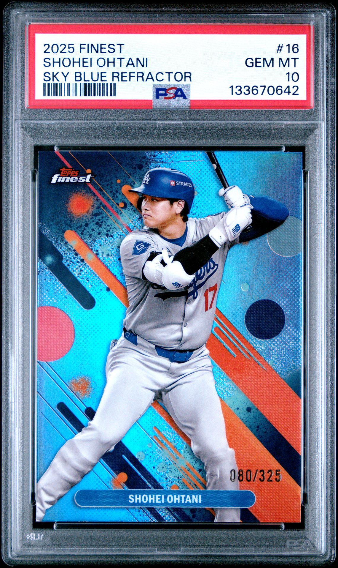2025 Topps Finest Shohei Ohtani #16 (Sky Blue Refractor) Gem Mt 10 front