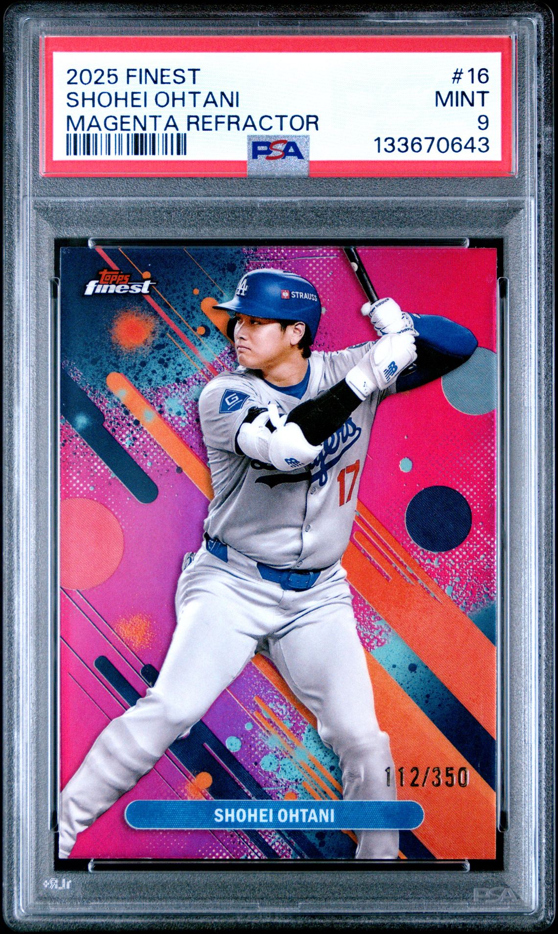 2025 Topps Finest Shohei Ohtani #16 (Magenta Refractor) Mint 9 front