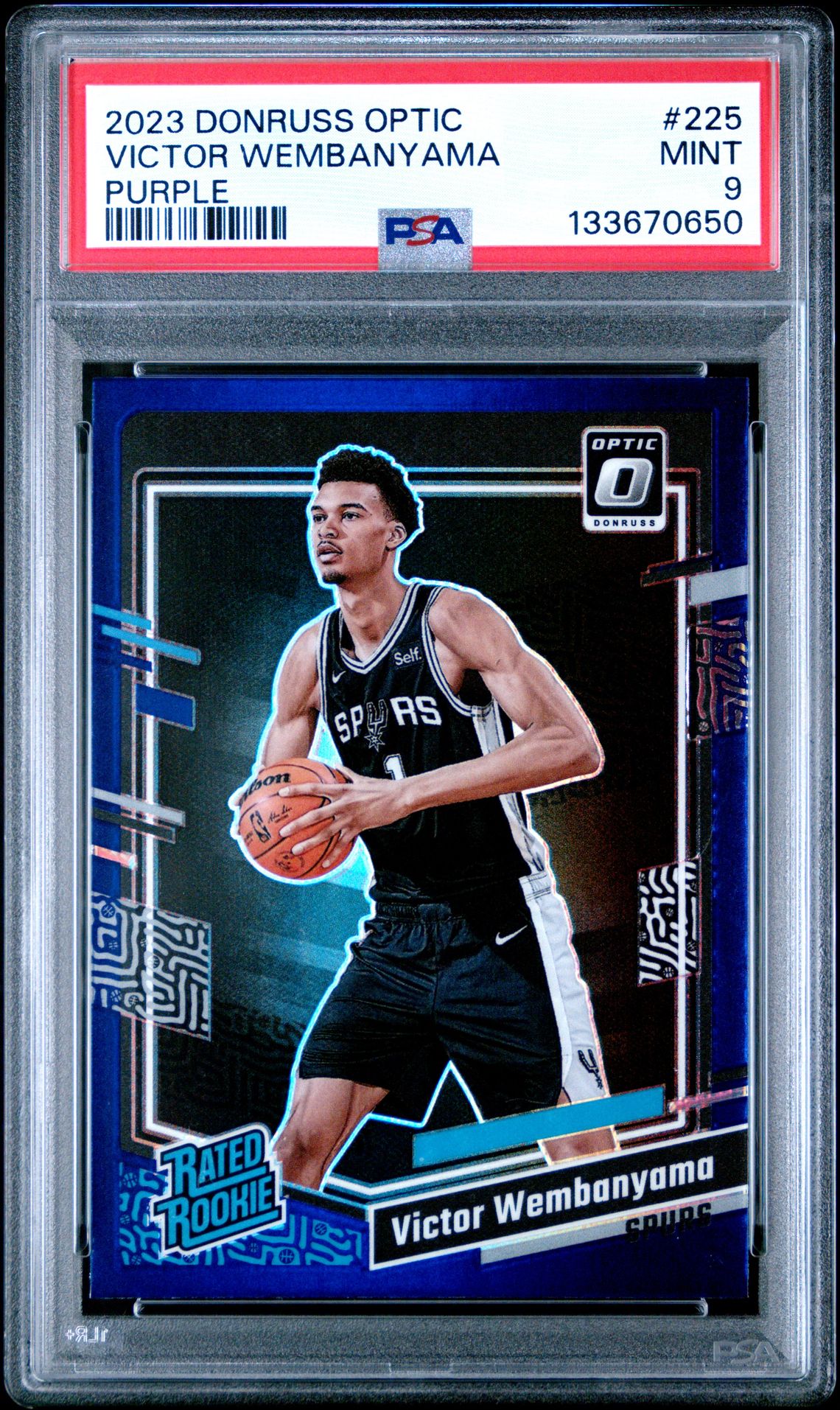 2023 Panini Donruss Optic Victor Wembanyama #225 (Purple) Mint 9 front
