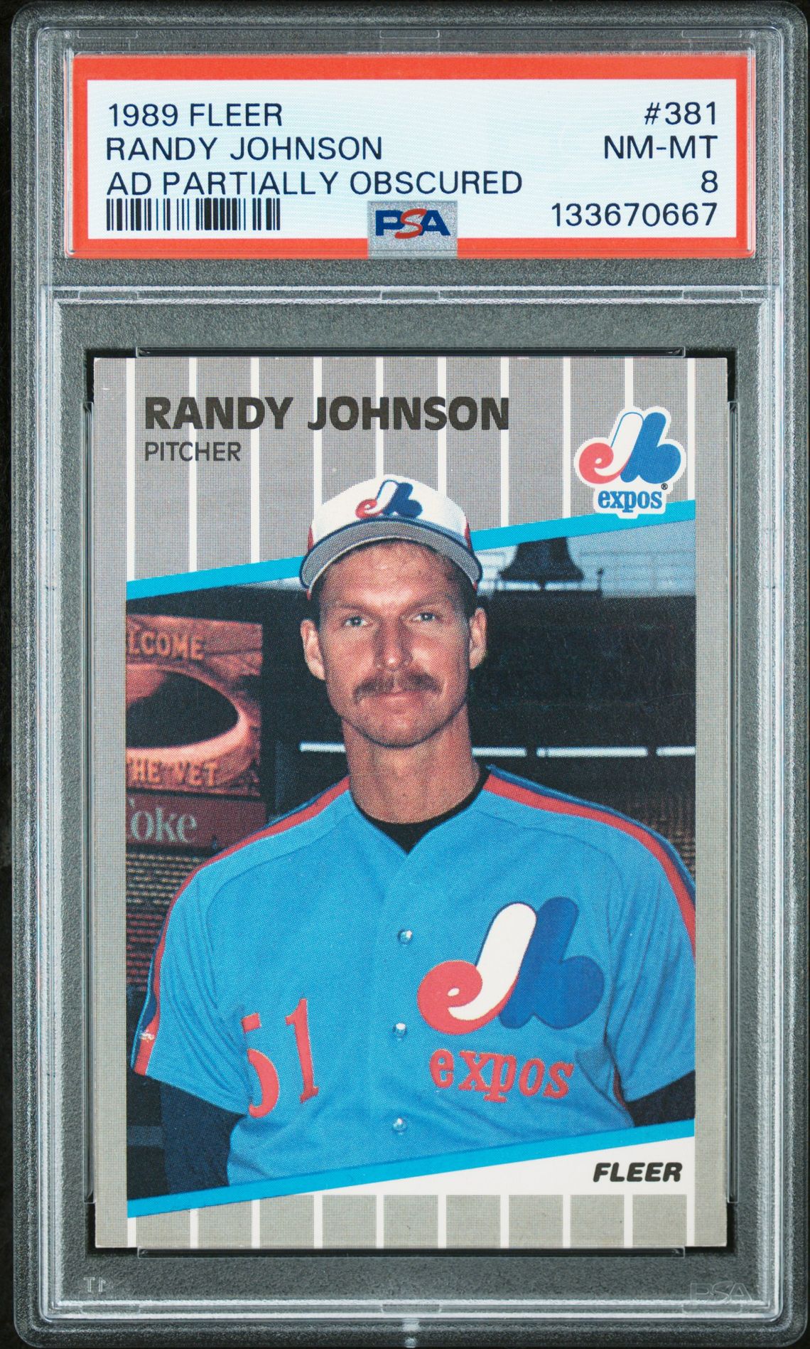1989 Fleer Randy Johnson #381 (Ad Partially Obscured) Nm-Mt 8 front