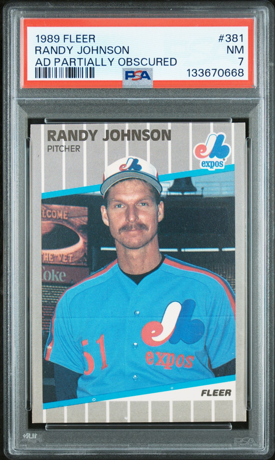 1989 Fleer Randy Johnson #381 (Ad Partially Obscured) Nm 7 front