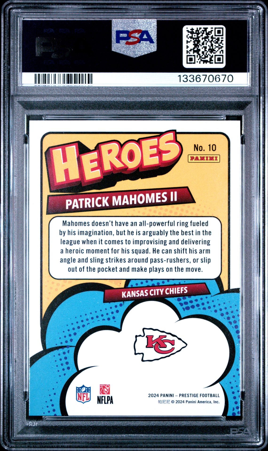 2024 Panini Prestige Heroes Patrick Mahomes Ii #10 Mint 9 back