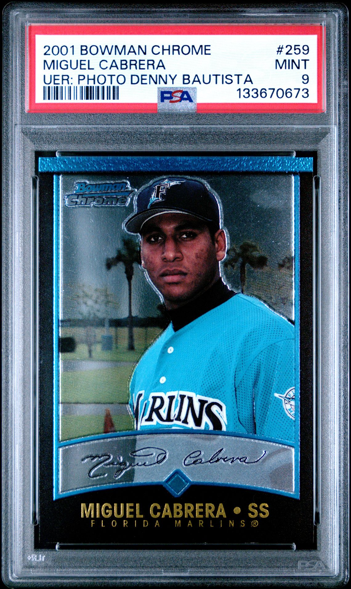 2001 Bowman Chrome Miguel Cabrera #259 (Uer: Photo Denny Bautista) Mint 9 front