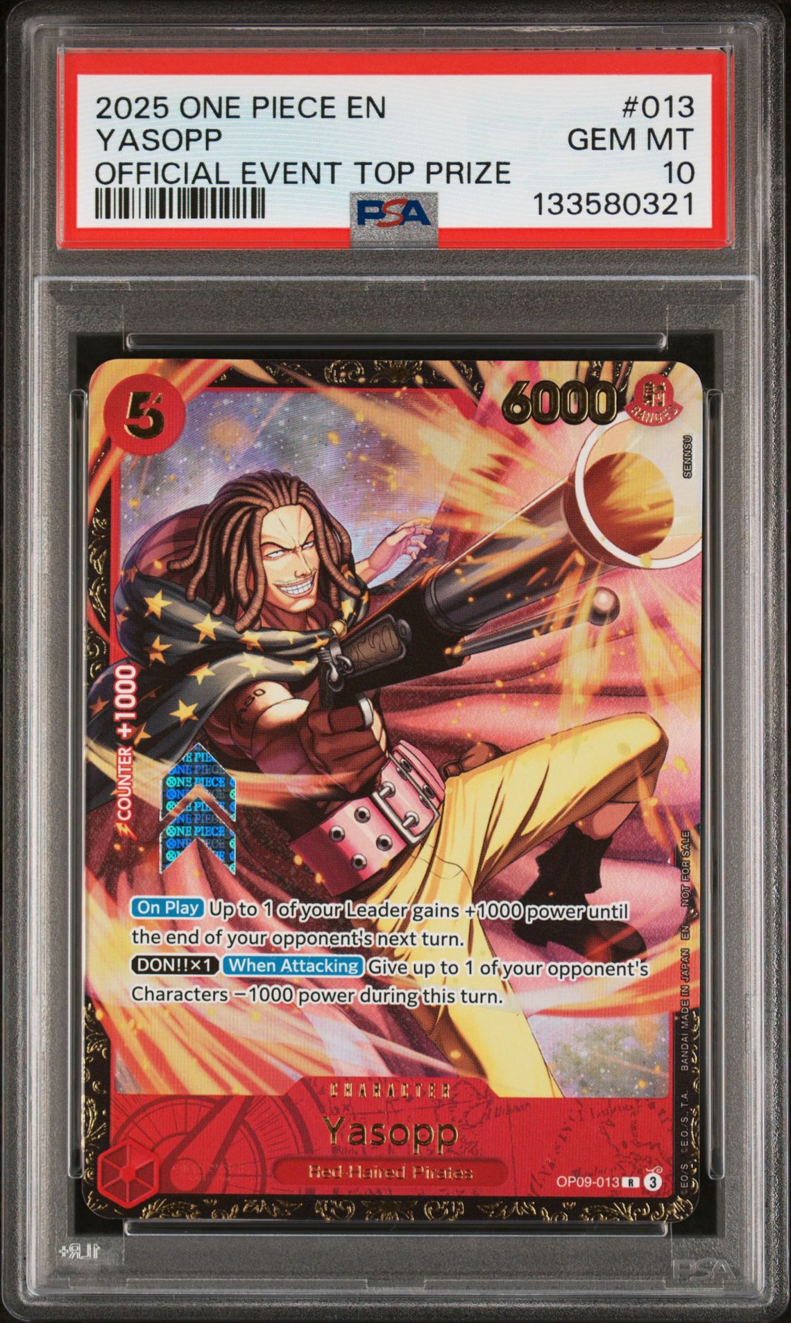 2025 One Piece ONE PIECE PROMOS OFFICIAL EVENT TOP PRIZE #013 Yasopp front