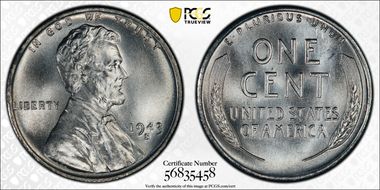 1943-S 1C MS68