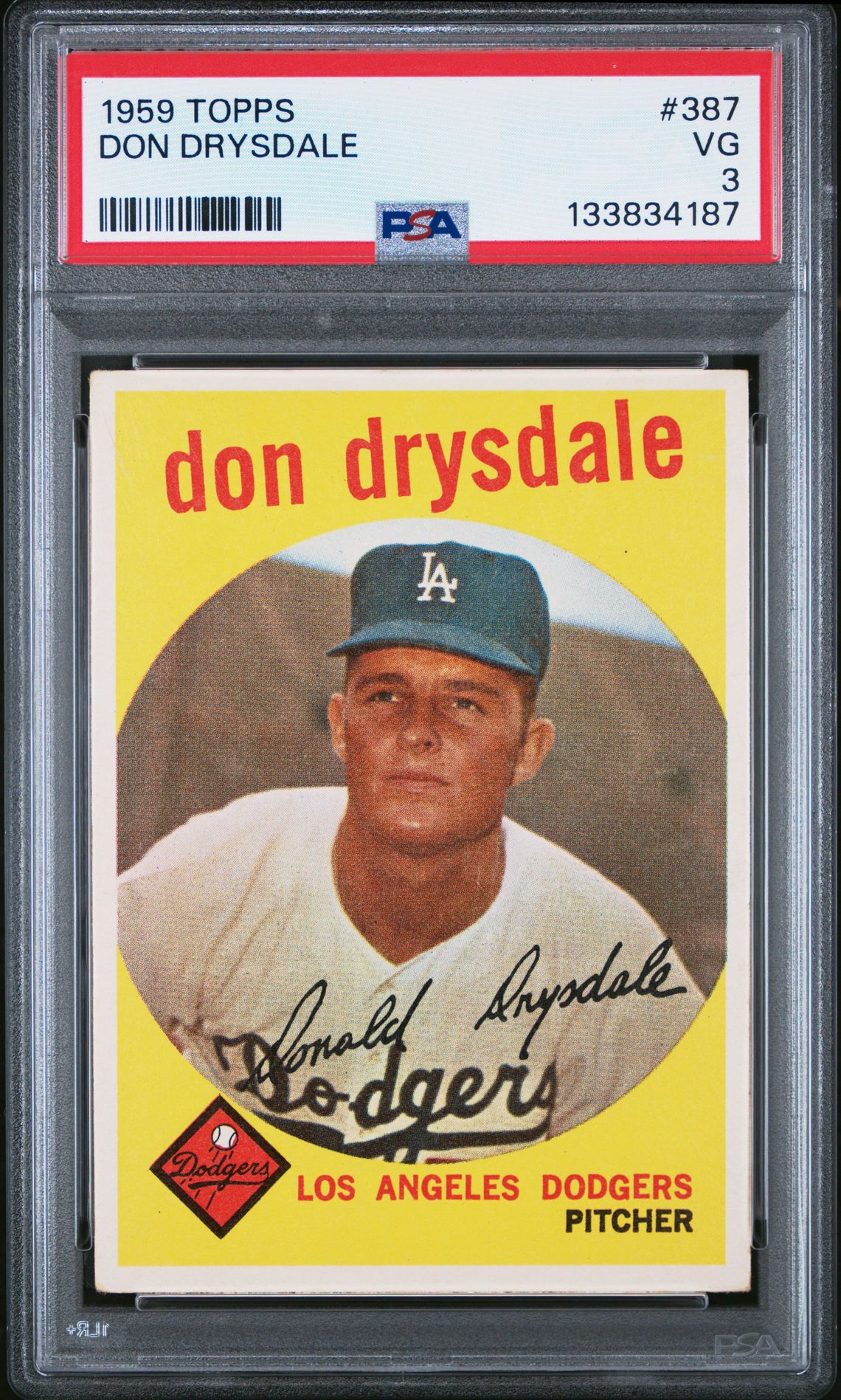 1959 Topps Don Drysdale #387 Vg 3 front