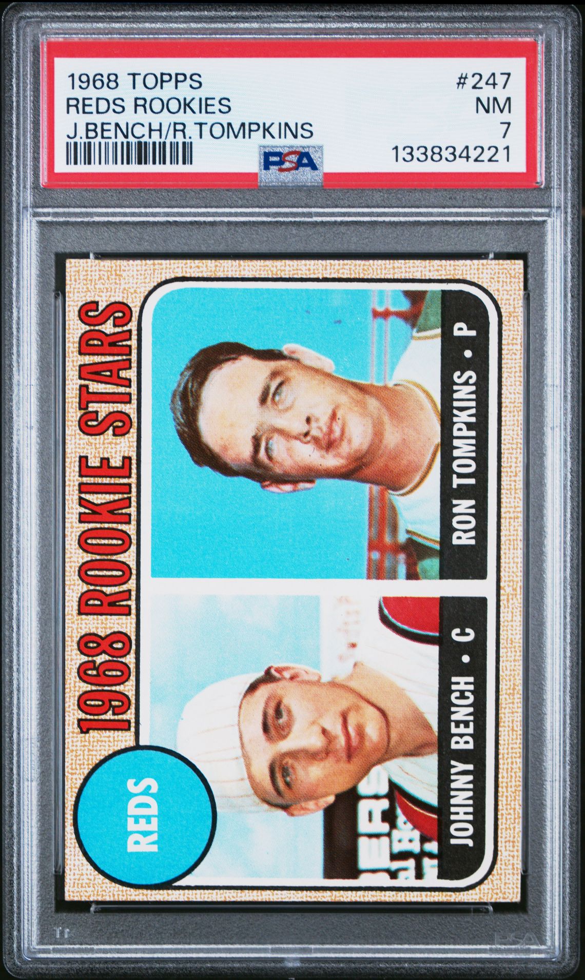 1968 Topps Reds Rookies #247 (J.bench/R.tompkins) Nm 7 front