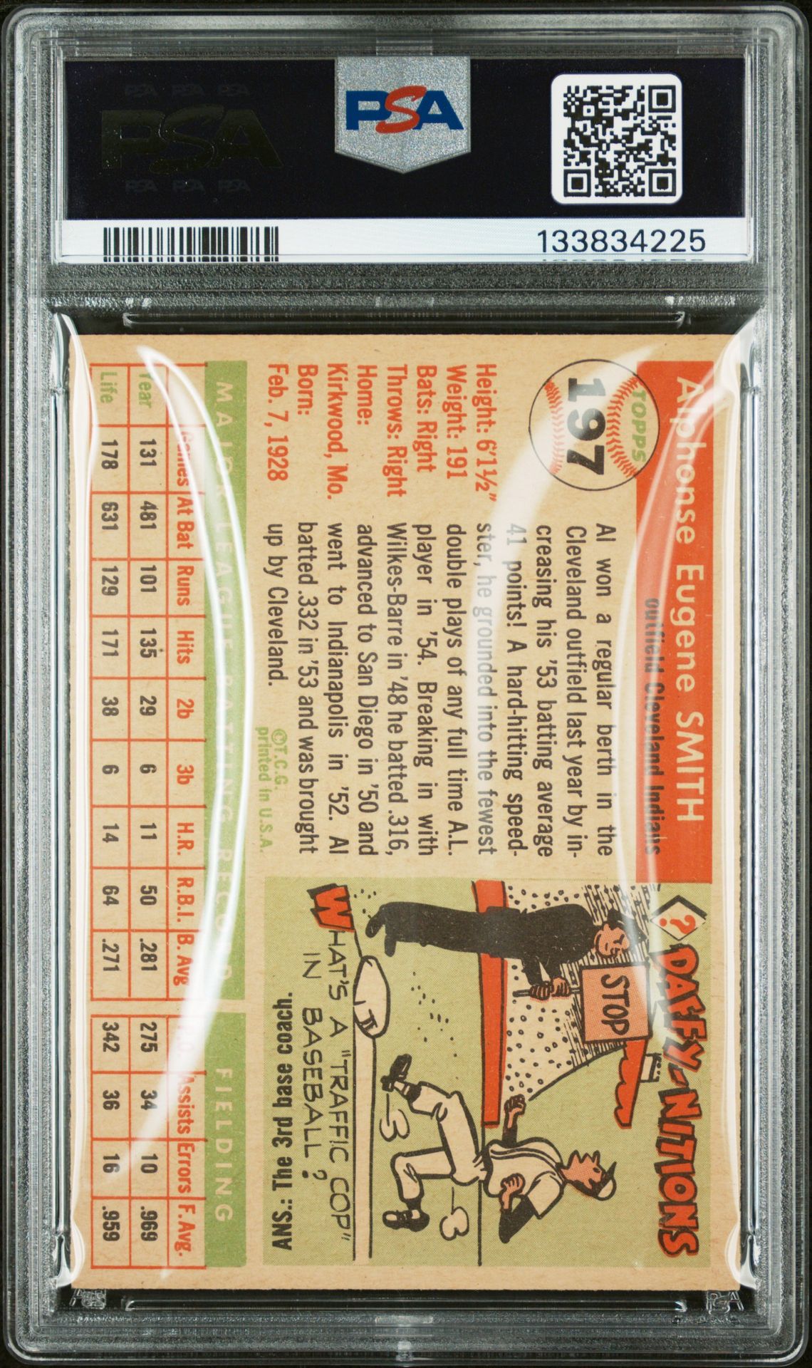 1955 Topps Al Smith #197 Ex-Mt 6 back