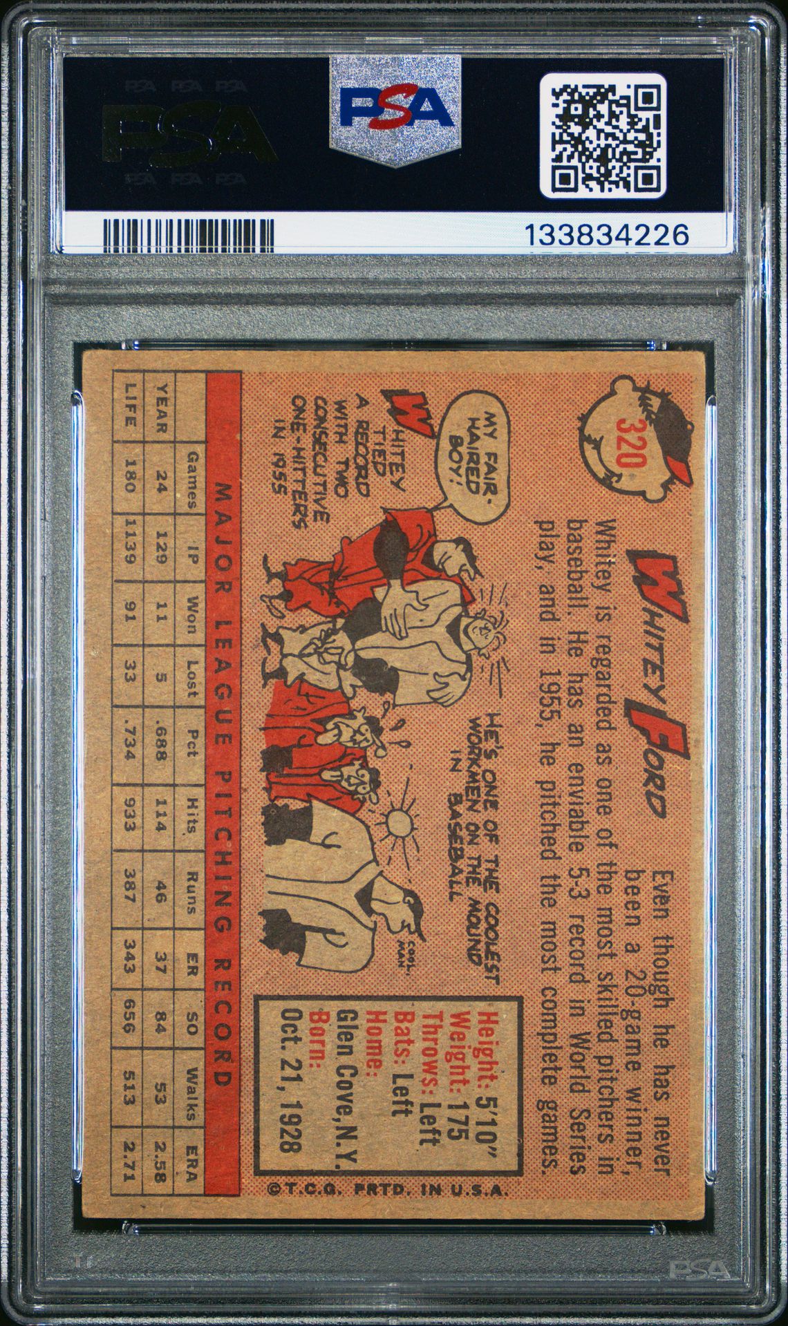 1958 Topps Whitey Ford #320 Vg 3 back