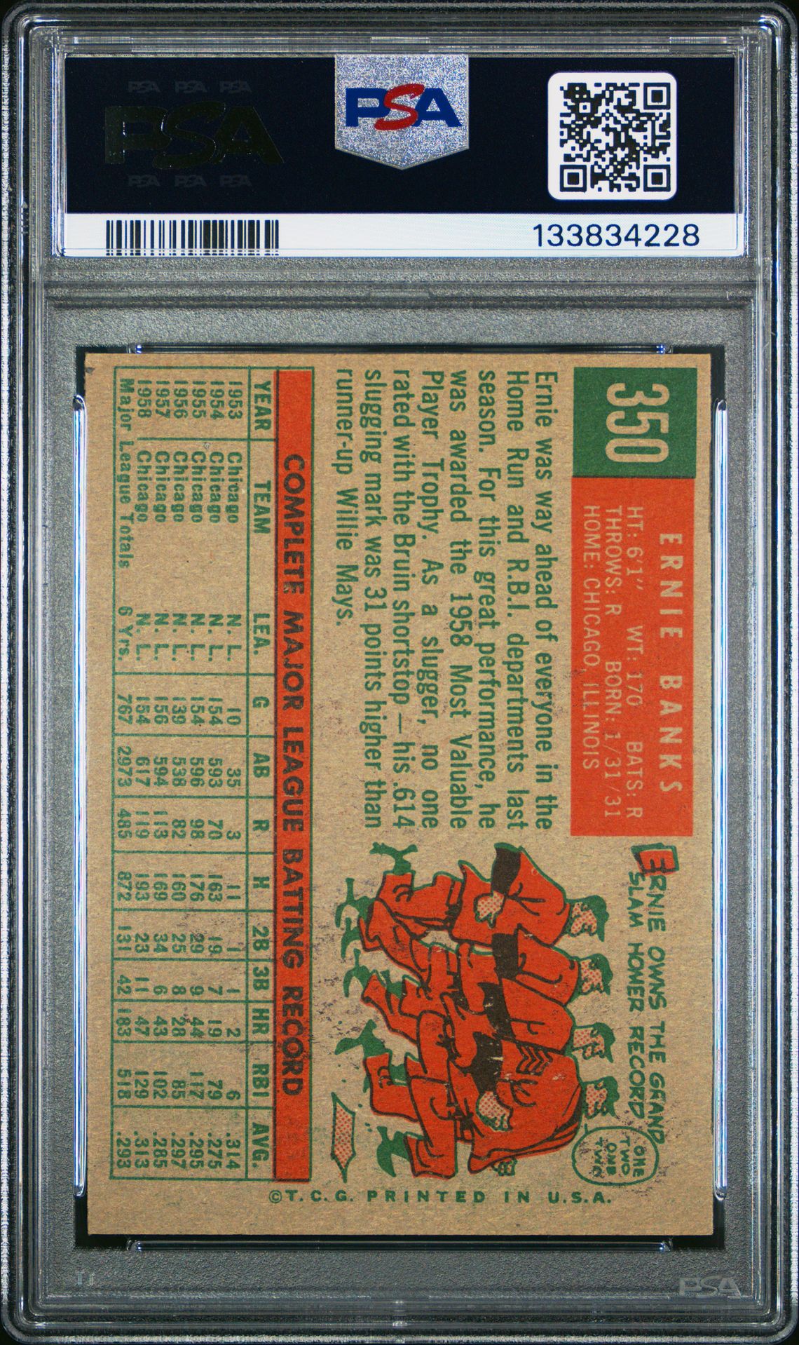 1959 Topps Ernie Banks #350 Ex-Mt 6 back