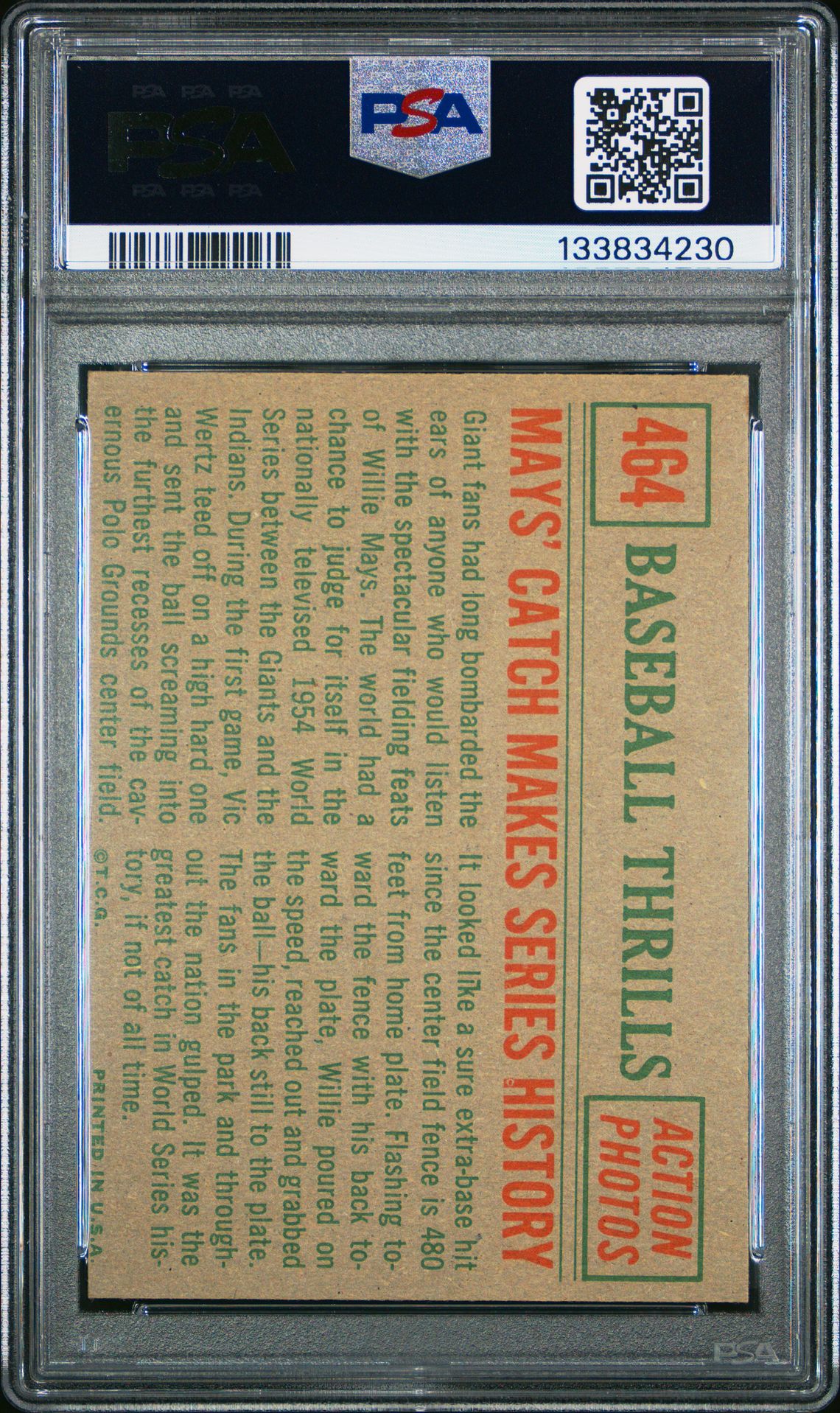 1959 Topps Mays' Catch Makes #464 (Series History) Nm 7 back