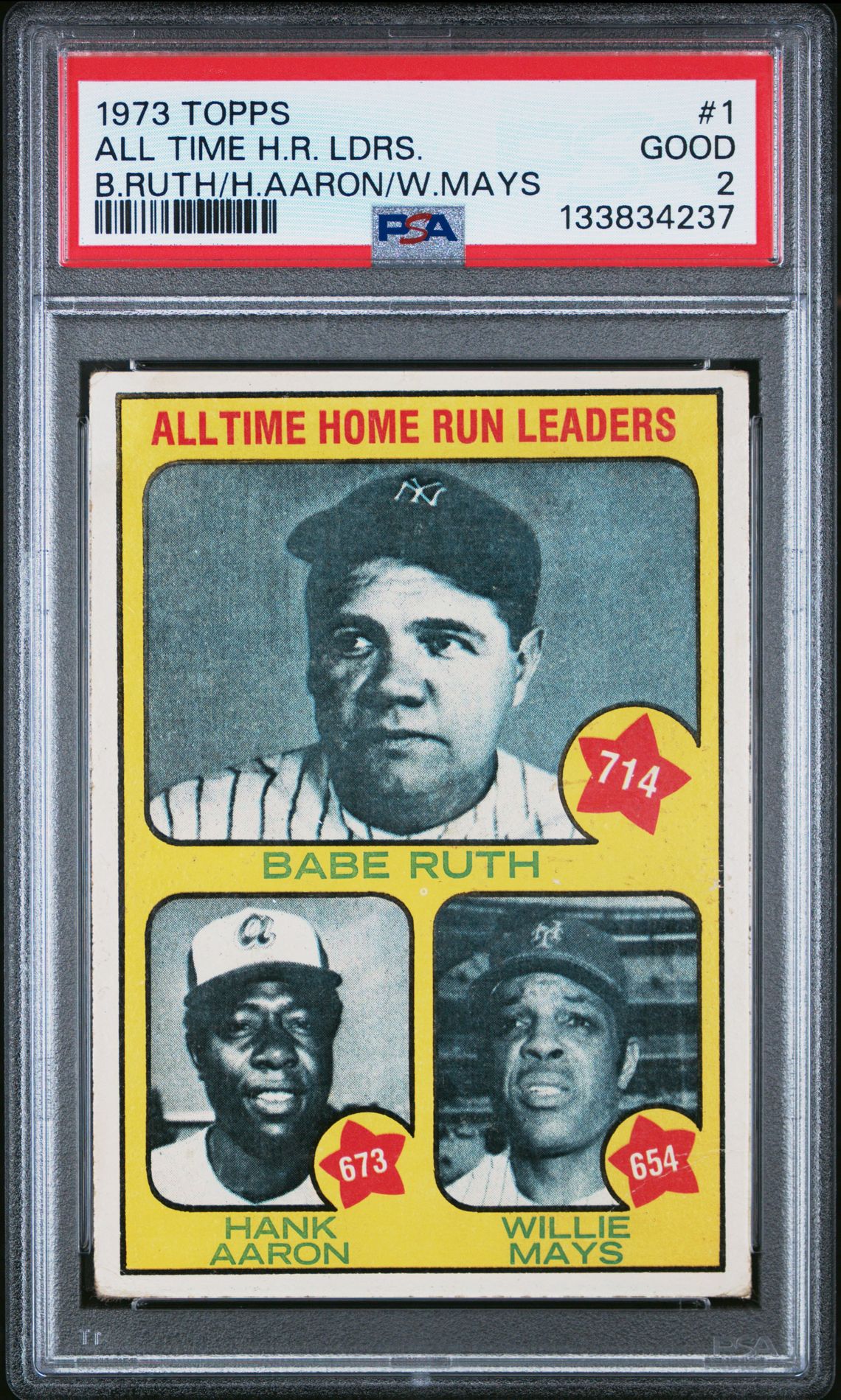 1973 Topps All Time H.r. Ldrs. #1 (B.ruth/H.aaron/W.mays) Good 2 front