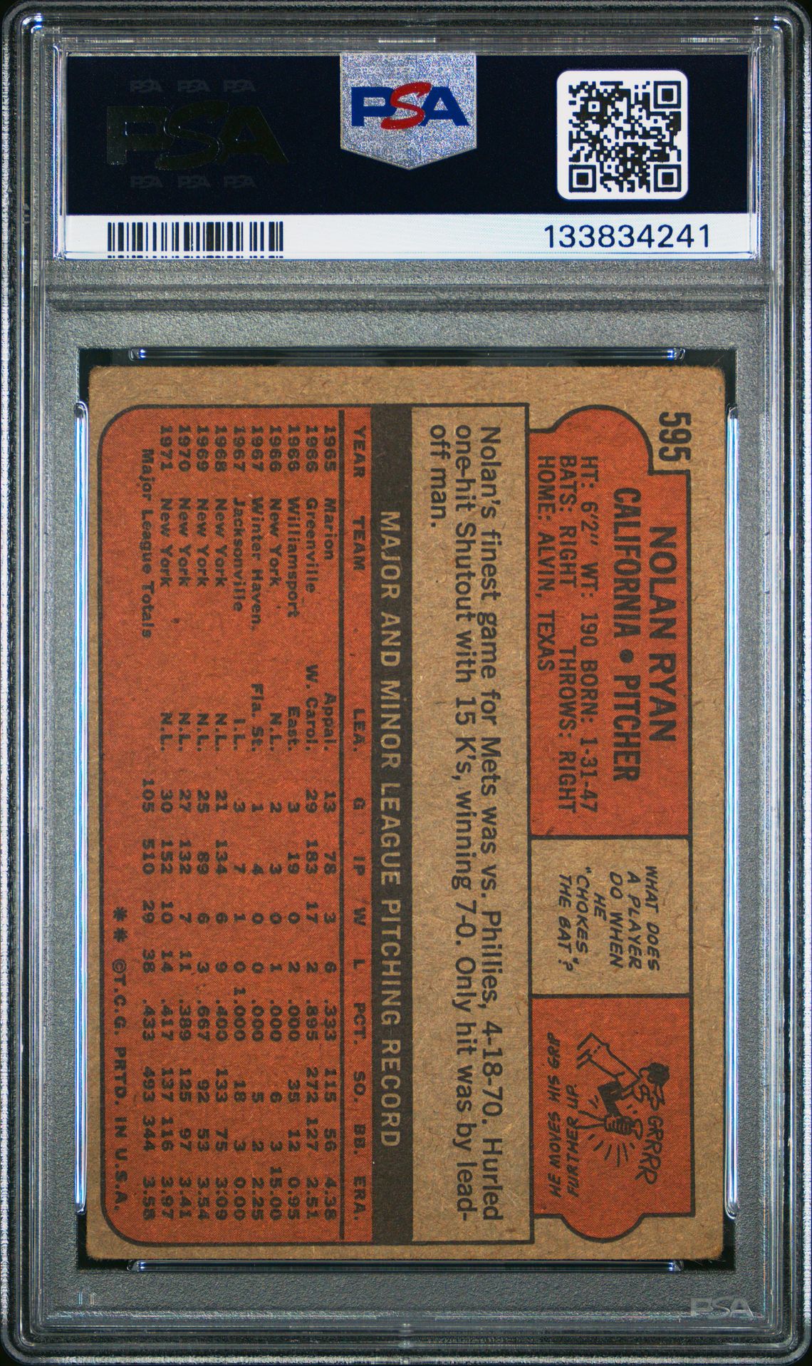 1972 Topps Nolan Ryan #595 Good 2 back
