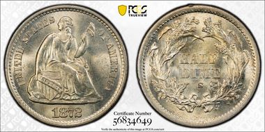 1872-S H10C Mintmark Above Bow MS66