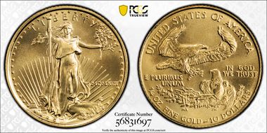 1991 $10 Gold Eagle MS70