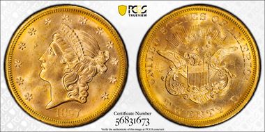 1857-S $20 MS65+