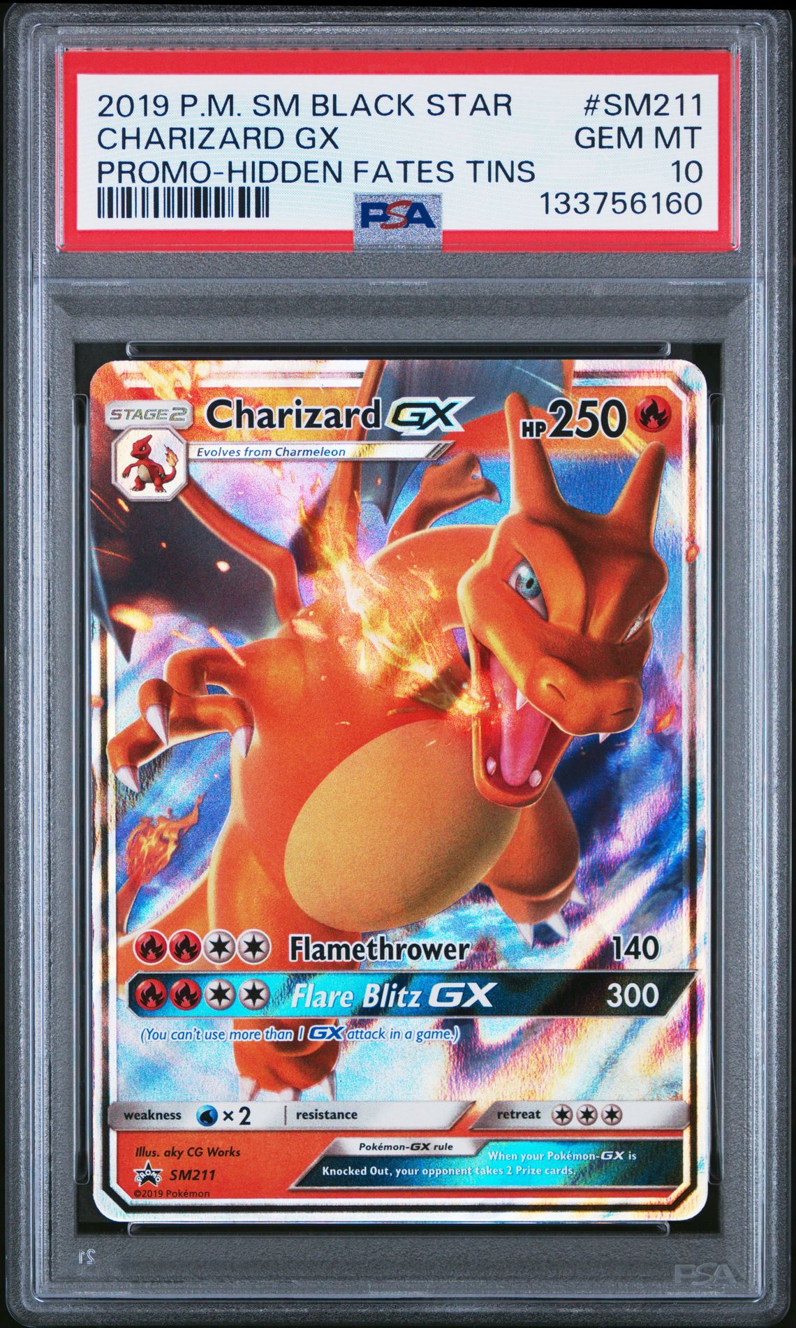 2019 Pokemon POKEMON SM BLACK STAR PROMO HIDDEN FATES TINS #SM211 Charizard Gx front