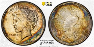 1921 $1 High Relief, Peace N1