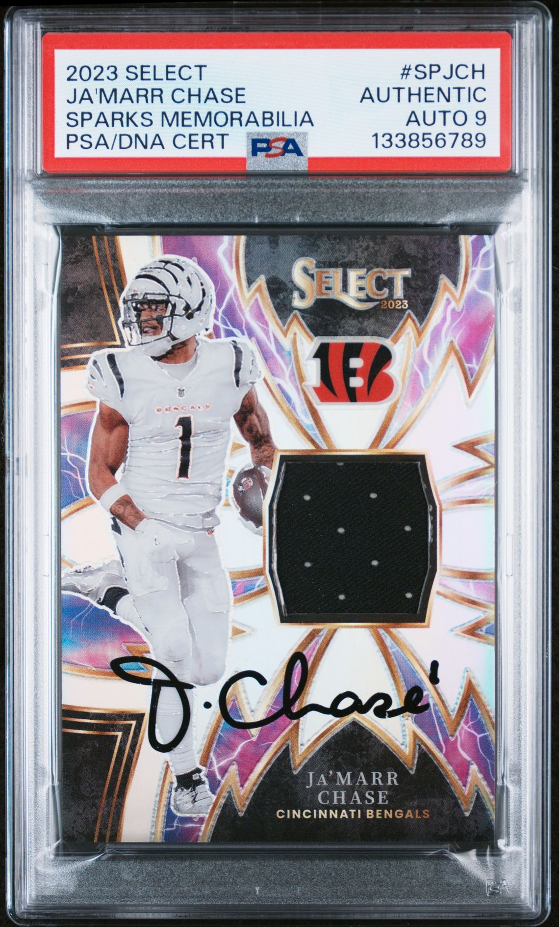 2023 Panini Select Sparks Memorabilia Ja'marr Chase #Spjch N0: Authentic front